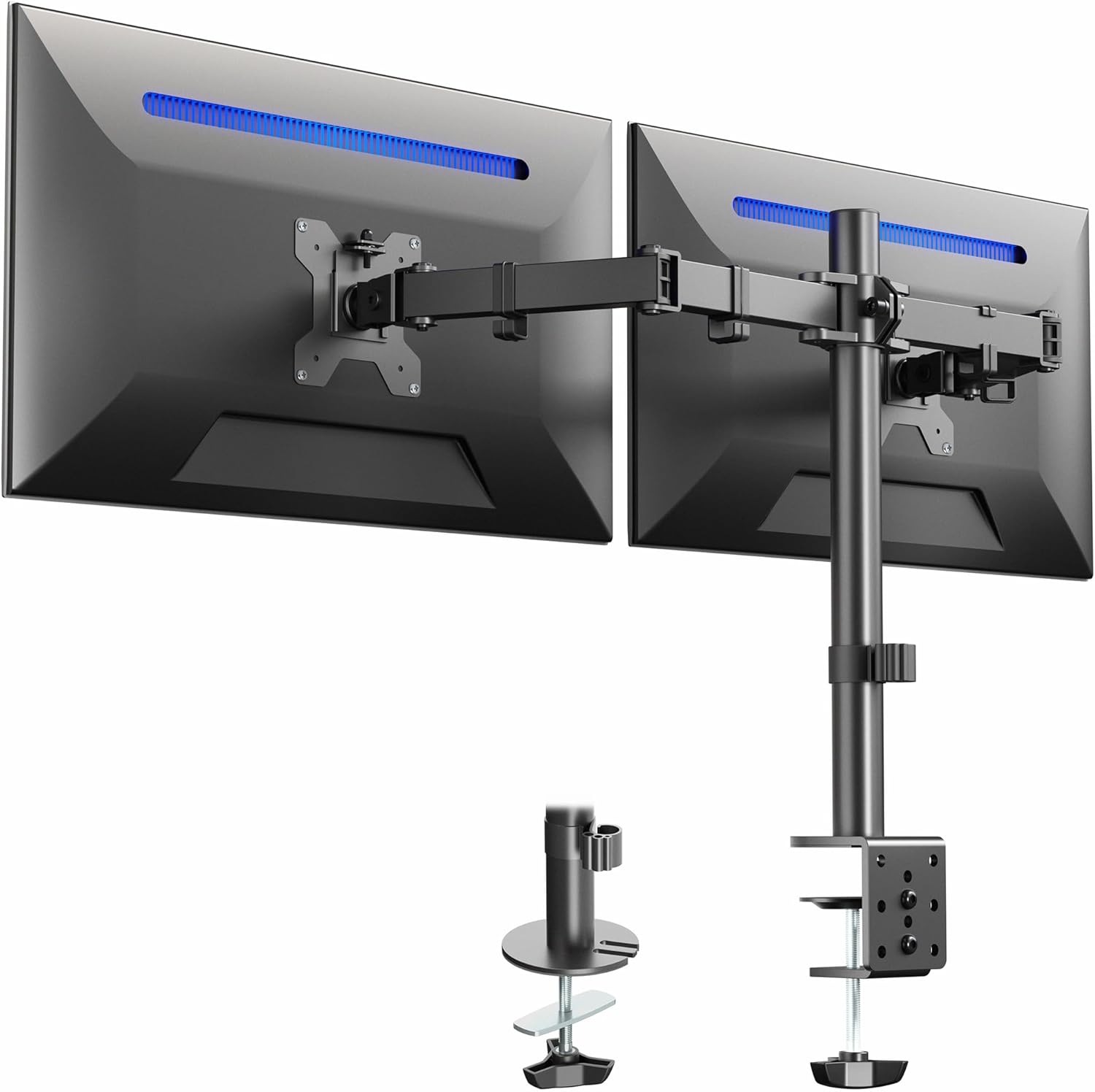 vivo dual monitor desk mount heavy duty fully adjustable steel stand black