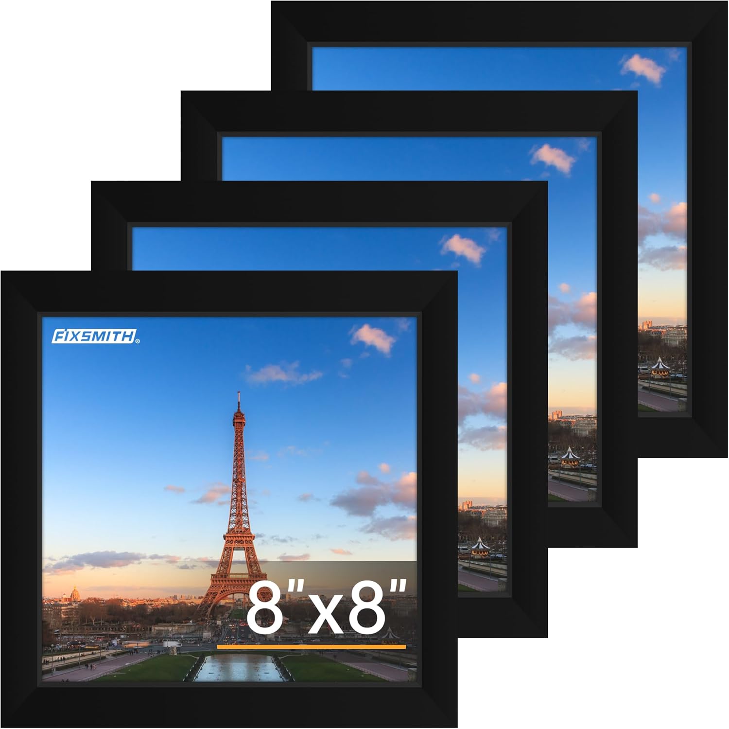 FIXSMITH 8x10 Picture Frame Set of 2, Photo Frame with HD Plexiglass, Display Pictures 5x7 with Mat or 8x10 Without Mat Multi Picture Frames Collage for Tabletop or Wall Display, Black
