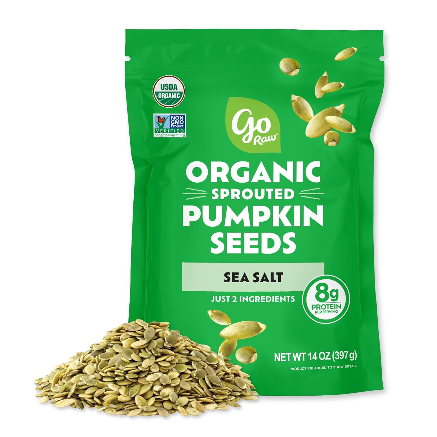 Go Raw Organic Sprouted Pumpkin Seeds, 14 Oz, High-Protein, Gluten-Free, Non-GMO Verified, Vegan, Nut-Free