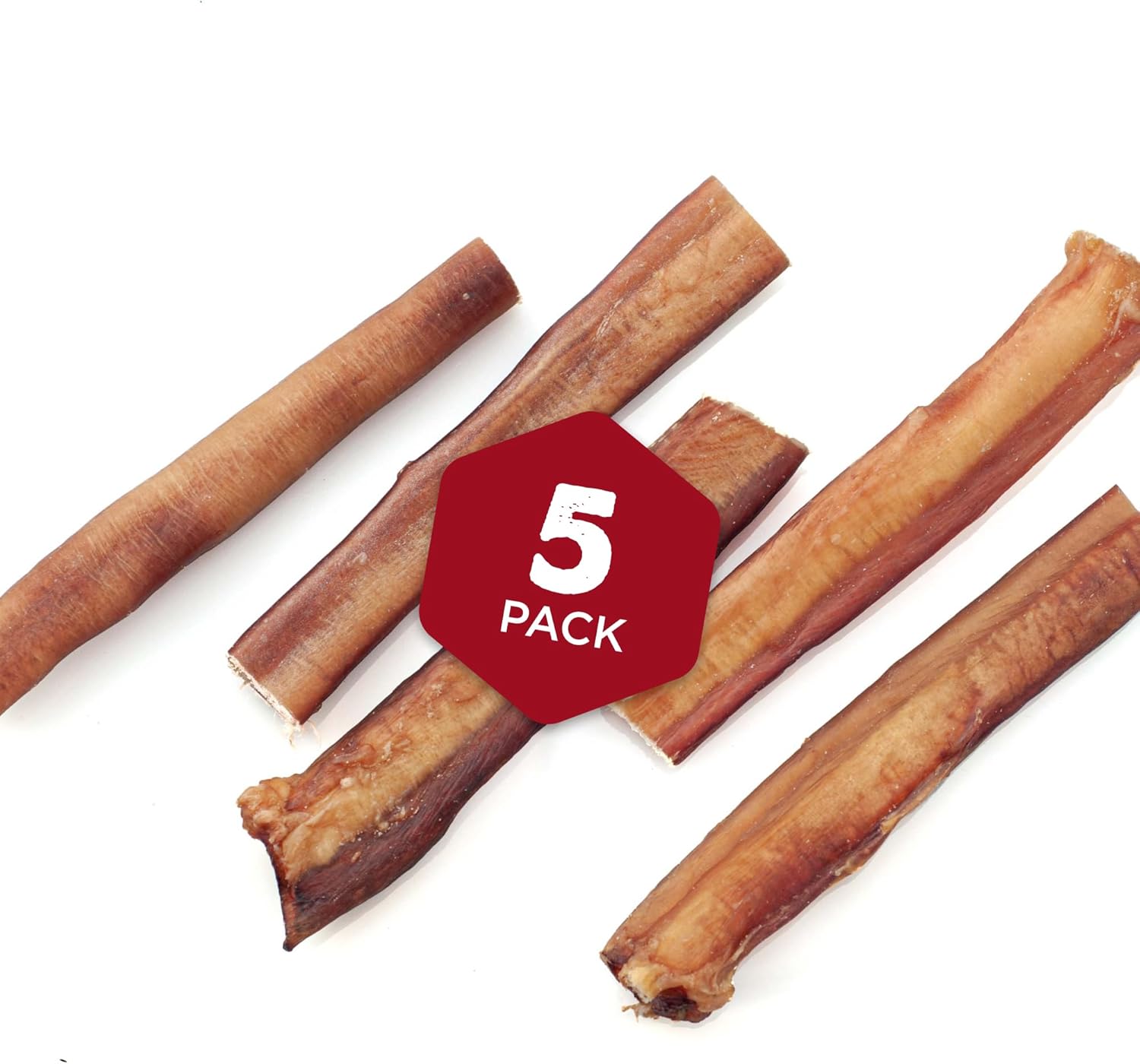Best Bully Sticks Thick 6 Inch Natural Beef Bully Sticks for Large Breeds Dogs - Single Ingredient - 5 Count