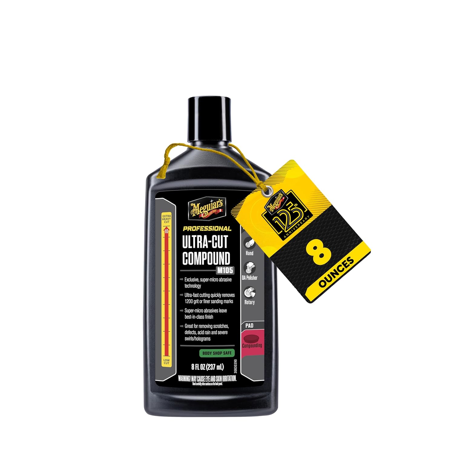 Meguiar's M105 Ultra-Cut Compound, 8 Oz, Pro-Grade Car Compound for Removing Scratches and Heavy Swirls