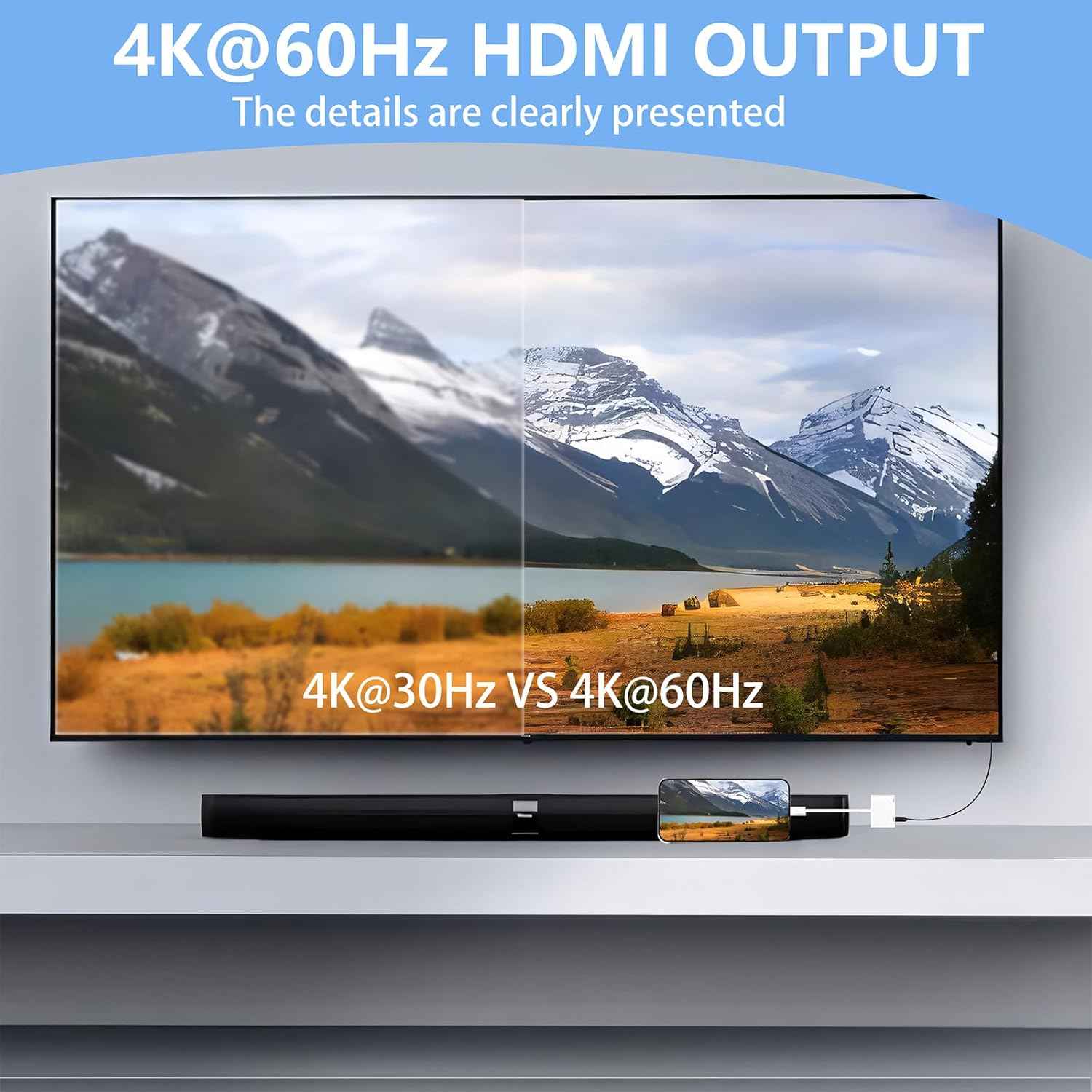 Kinhaly USB C to HDMI for TV, 4K@60Hz Type C to HDMI Adapter with Charging Port, iPhone to Hdmi to USB C Adapter Compatible for iPhone 16/15 Series/iPad Pro/Galaxy/MacBook Pro to HDTV Projector