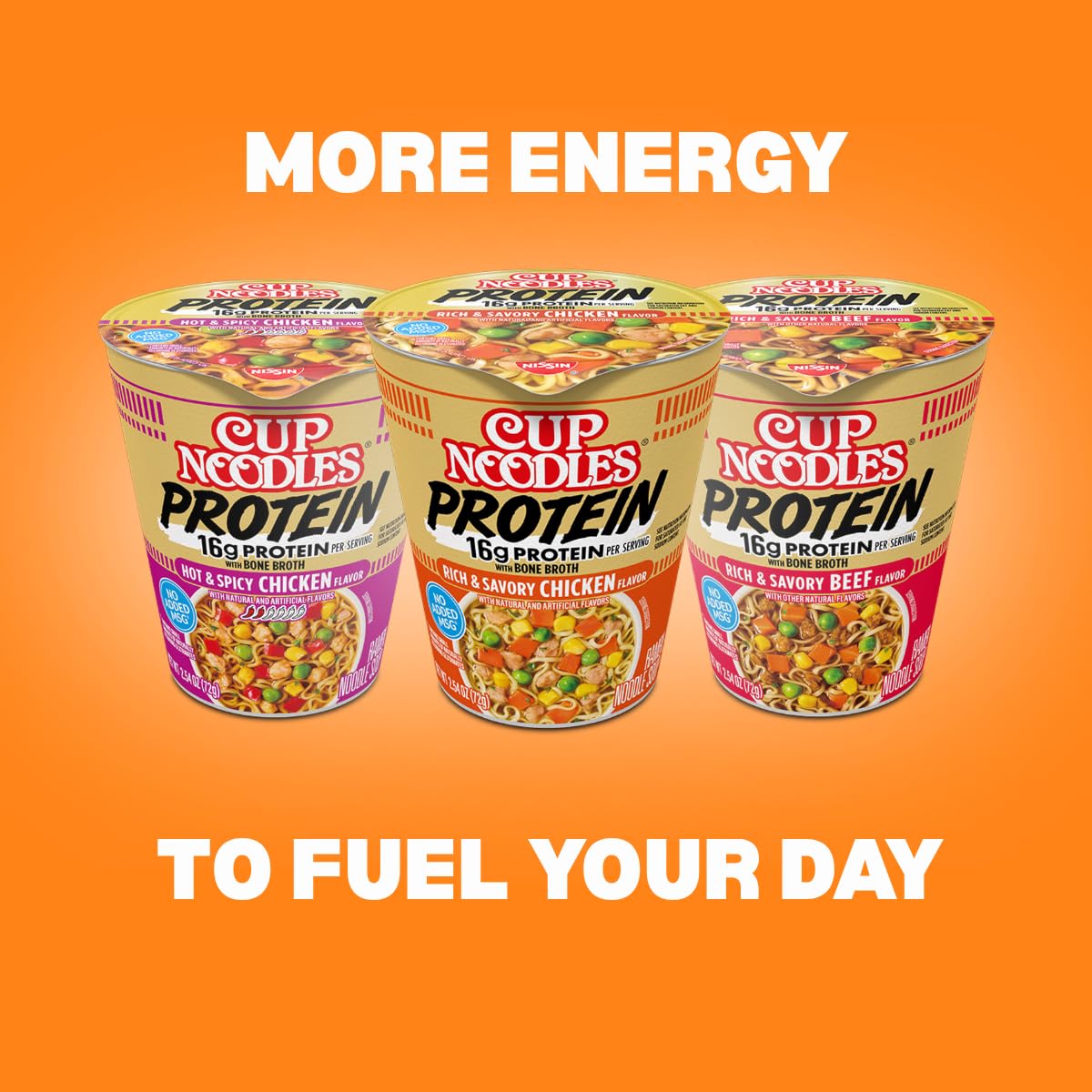 nissin cup noodles protein ramen chicken flavor 16g protein 2.54 ounce cup pack of 6