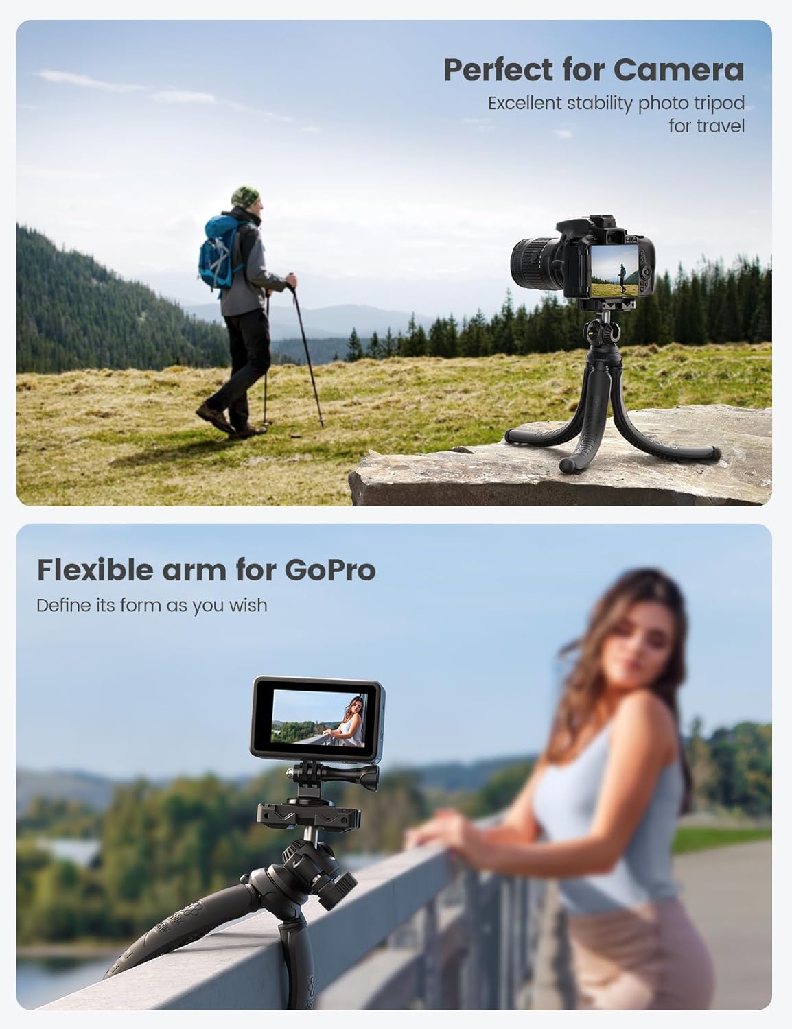 Lamicall Tripod for iPhone - [Ultra-Stable] Aluminium Phone Tripod with Wireless Remote, Mini Flexible Camera Stand Cold Shoe for Video Recording for Pocket 3 4 iPhone GoPro DSLR Camera Mothers Day