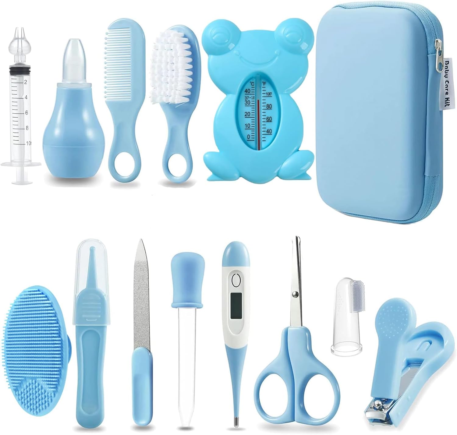 PandaEar Baby Blue Safety Kit for Newborns and Toddlers with Comb, Brush, and More