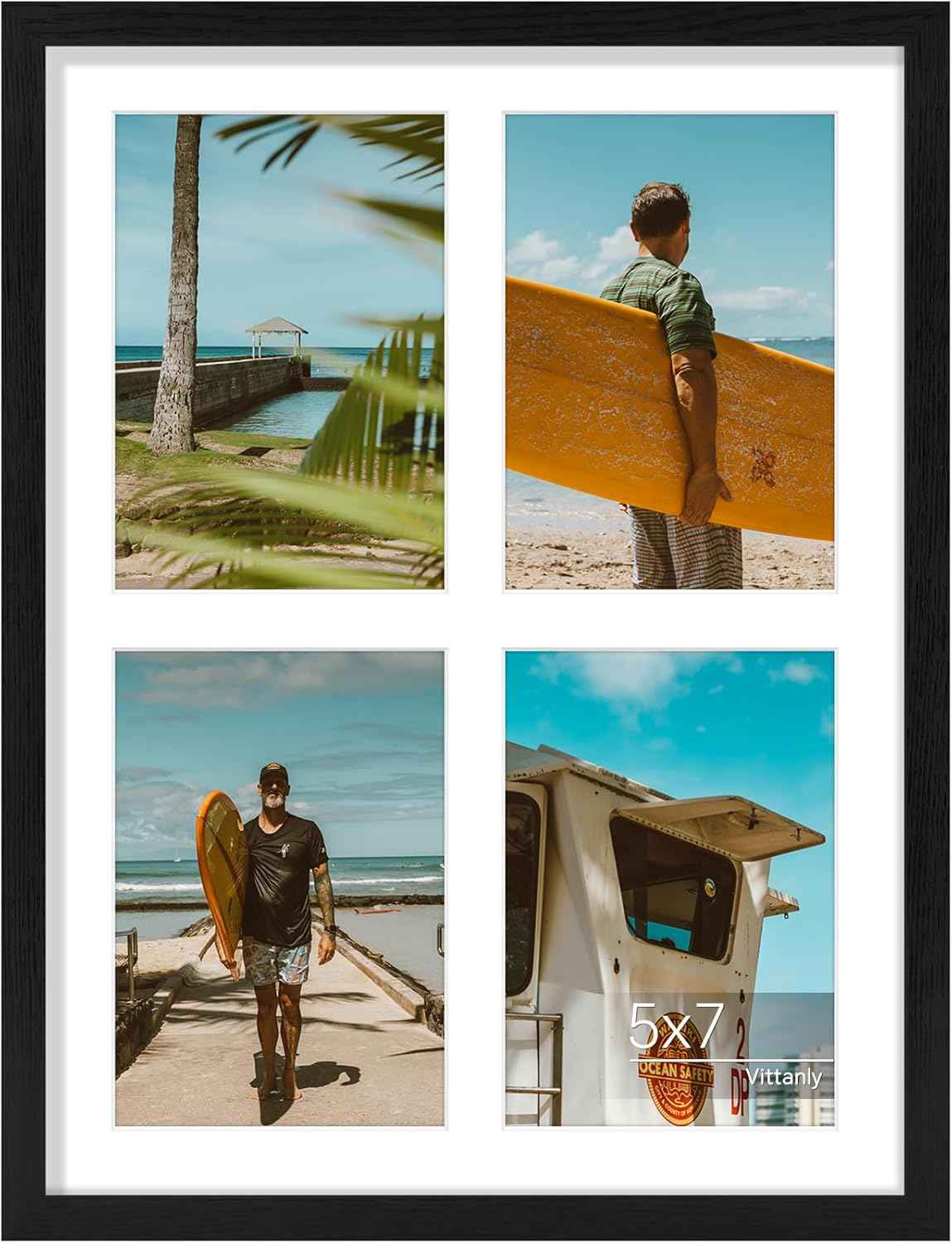 Vittanly 11x14 Collage Picture Frame, Displays 5Pcs 4x6 Pictures with Mat or 1Pcs 11x14 without Mat for Wall Mounting, Picture Frames Collage Wall Decor in Black, 1 Pack