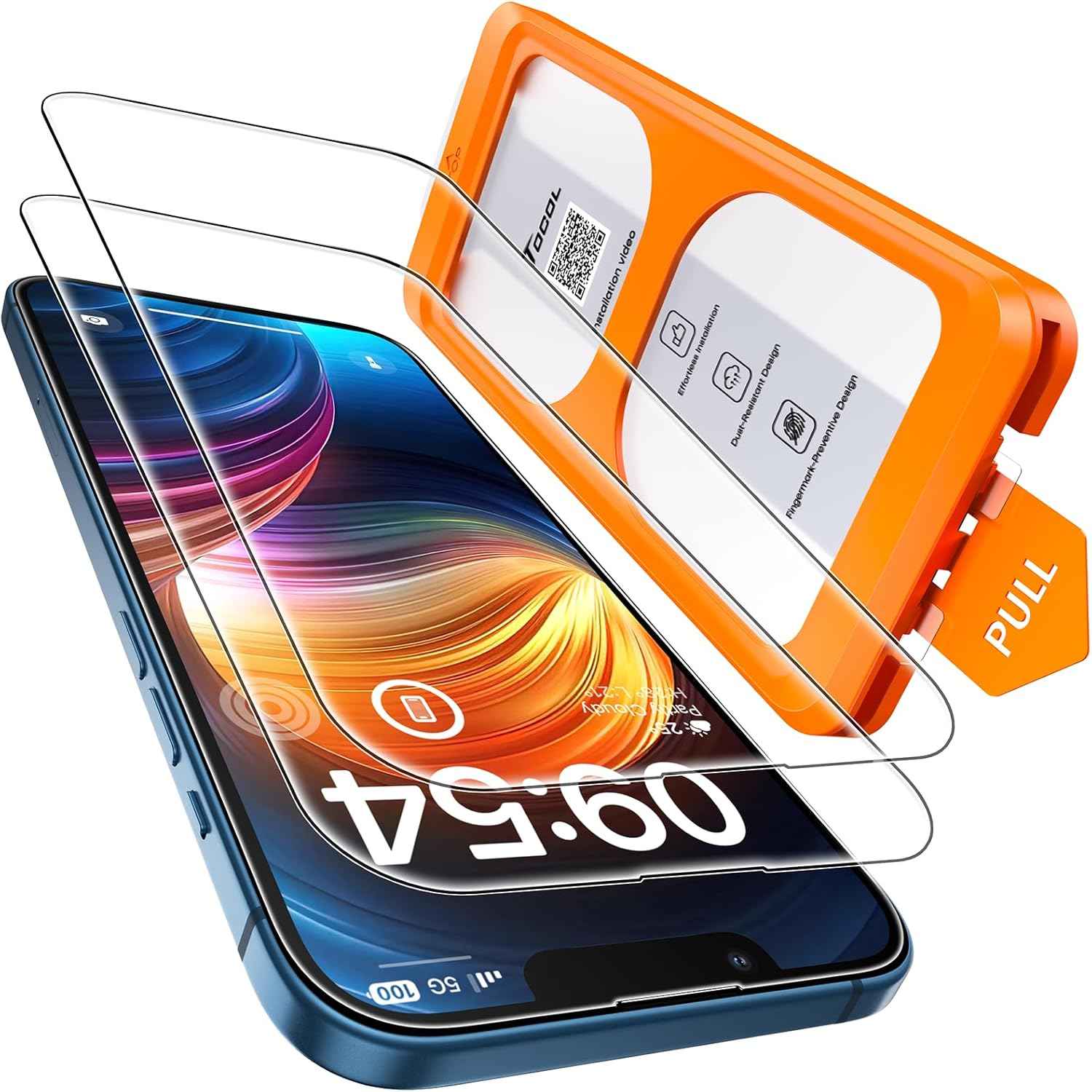 TOCOL for iPhone 17 Screen Protector 6.3 inch 9H Hardness Military Grade Shatterproof HD Tempered Glass for Full Coverage Protection 2 Pack