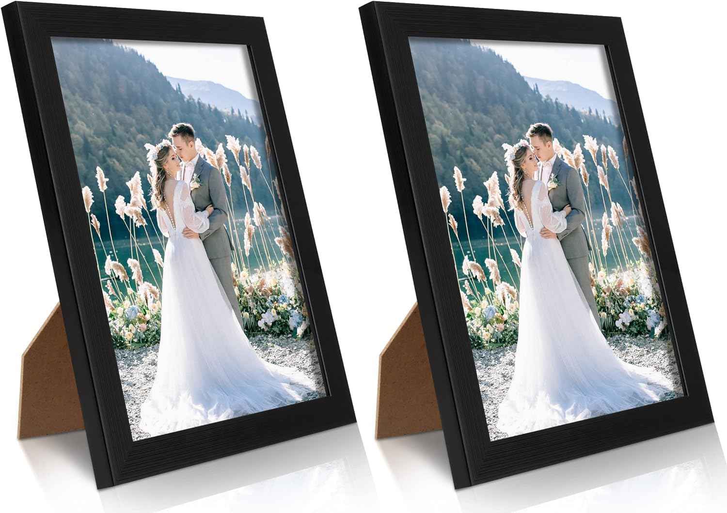 PECULA 2 Pack 5x7 Picture Frame, Black Picture Frame for Wall and Tabletop Display, Resistant Plastic Clear Plexiglass for Vertical or Horizontal Display