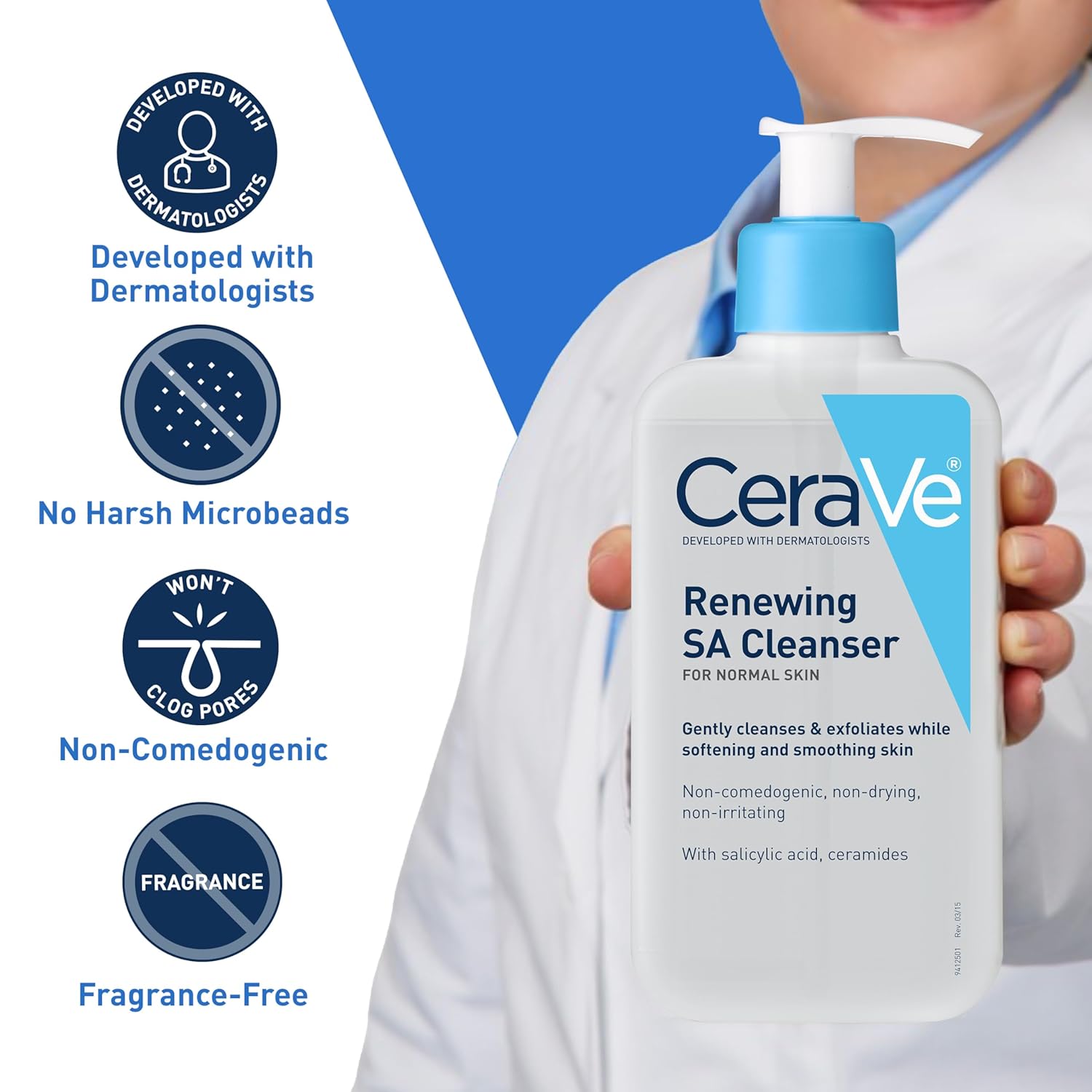 ceraVe Renewing Salicylic Acid Cleanser, 16 Ounce, Hyaluronic Acid, Niacinamide, Ceramides, Exfoliating Face Wash