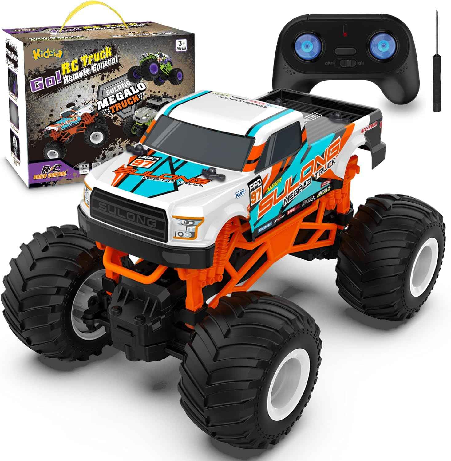 Kidcia 1:16 Scale RC Monster Truck - 2.4GHz All Terrain Car for Kids 4-12, 20 Km/h Off Road RC Truck, Christmas or Birthday Gift