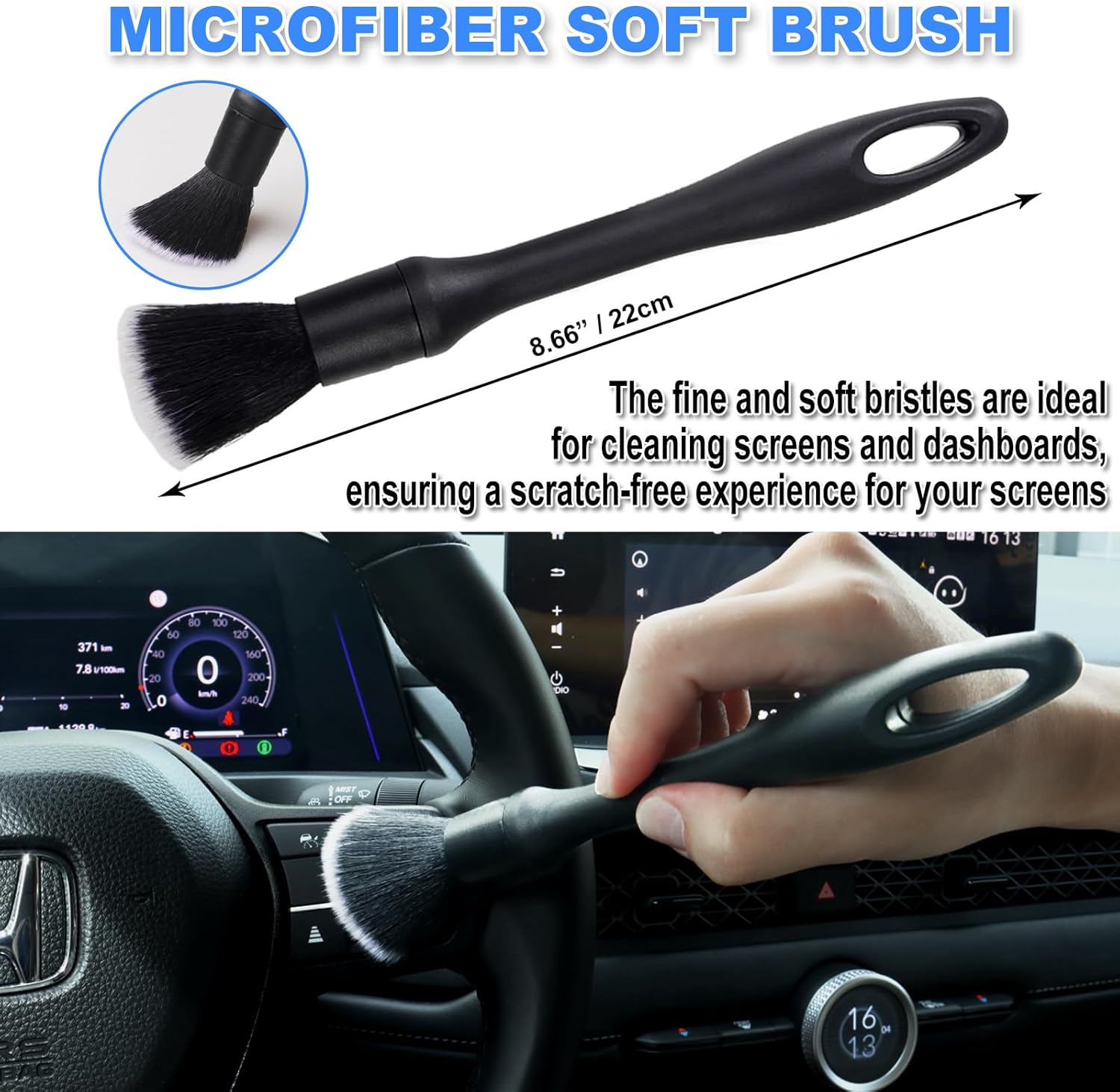 7pcs Car Detailing Brush Set, Ultra Soft Boars Hair, Car Cleaning Gel Supplies Kit, Car Dust Brush, Accessories for Truck, SUV, Interior Cleaning