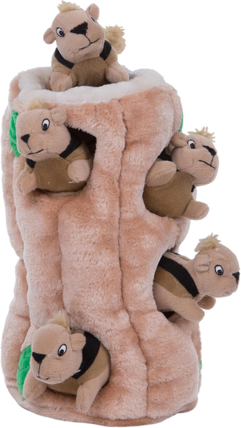 outward hound hide-a-squirrel dog toy small plush puzzle 2-in-1 interactive squeaky