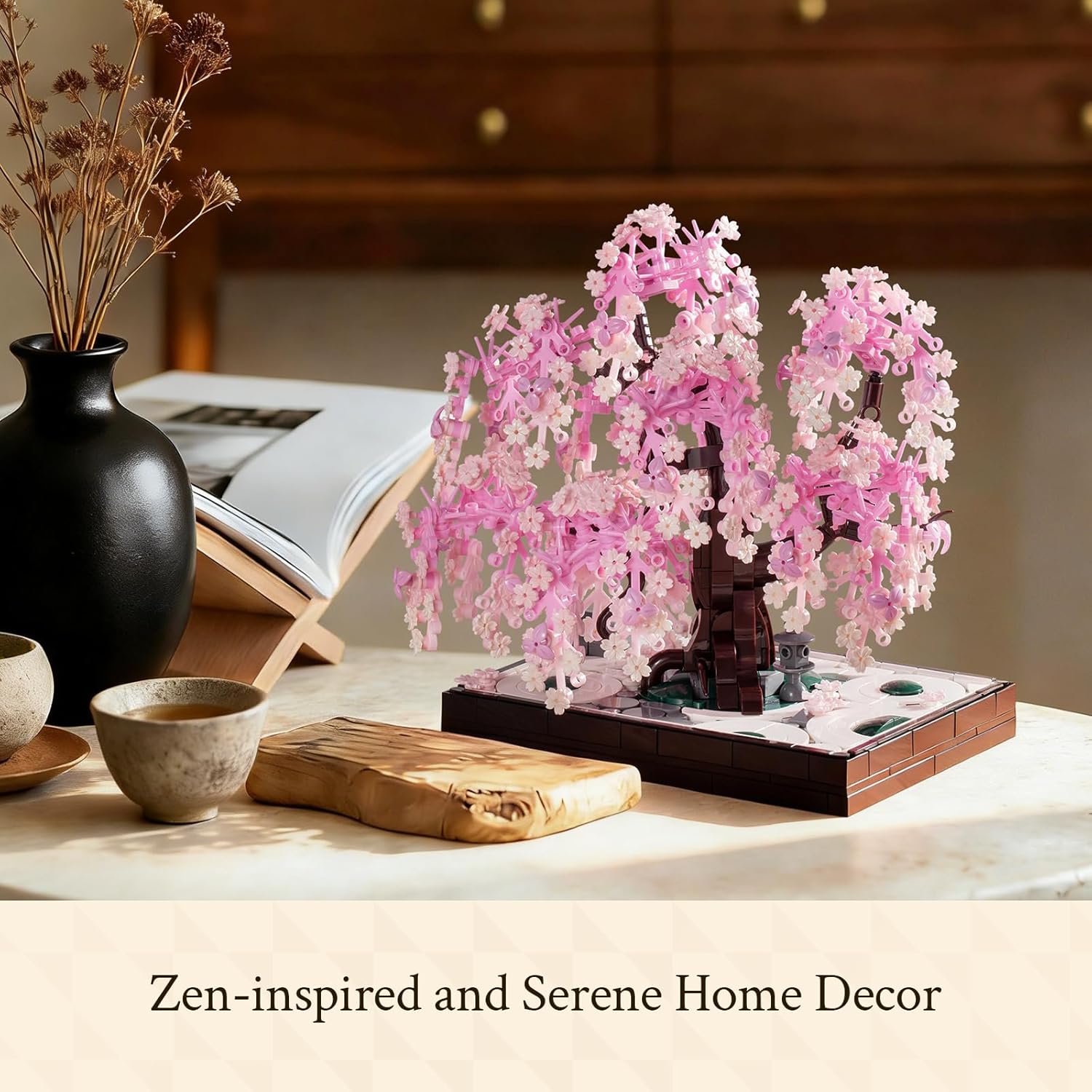 Wise Block Cherry Blossom Bonsai Building Set for Adults, Ages 18+, Pink Sakura Tree Artificial Plant for Home, Office or Bedroom Decor, Botanical Collection Gift for Birthdays & Holidays - 900PCS