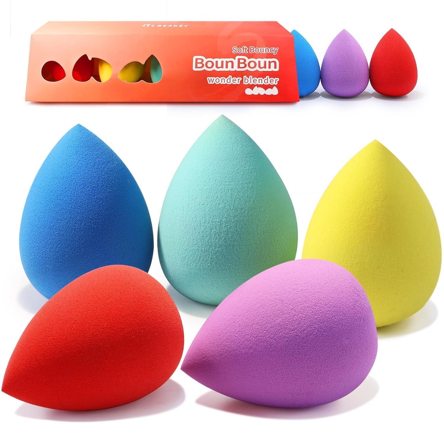 5-piece latex-free makeup sponge set for blending foundation, liquid, cream & powder, ultra-soft, vegan