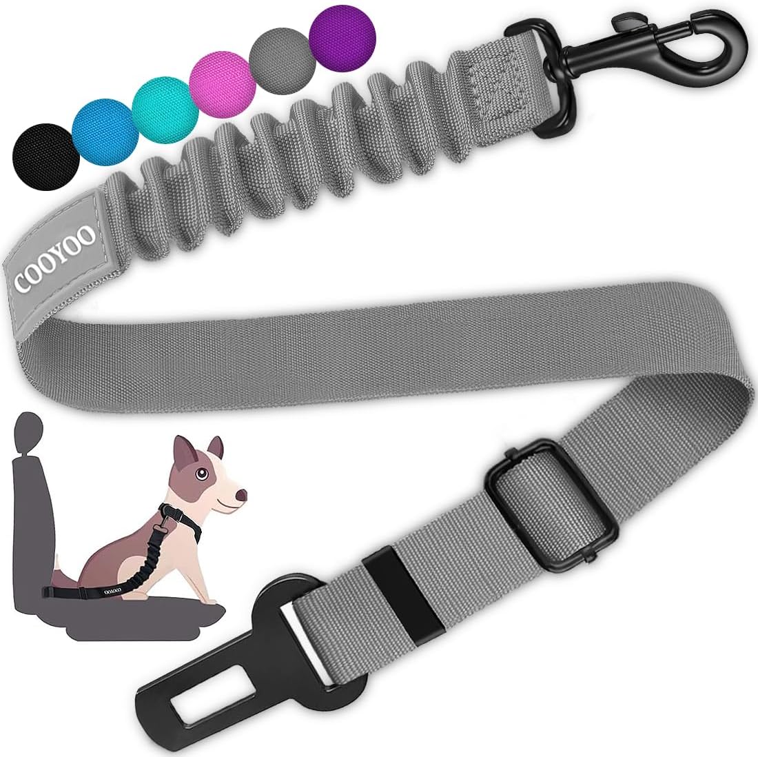 cooyoo dog seat belt 3 piece set adjustable nylon pet safety harness heavy duty elastic