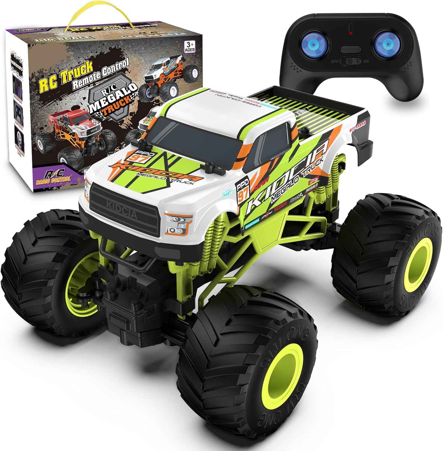 Kidcia 1:16 Scale RC Monster Truck - 2.4GHz All Terrain Car for Kids 4-12, 20 Km/h Off Road RC Truck, Christmas or Birthday Gift
