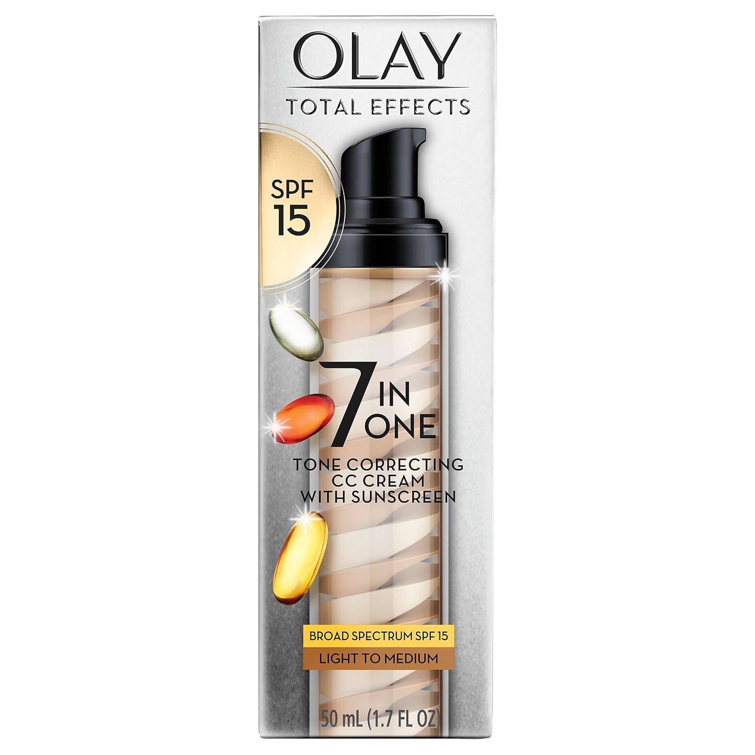 olay total effects tone correcting face moisturizer with spf 15, light to medium, 1.7 ounces for hydrating and protecting skin