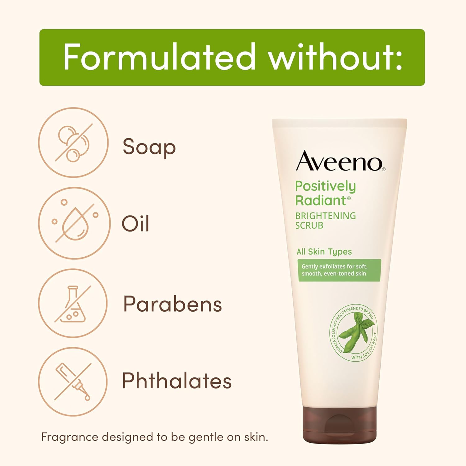 Aveeno positively radiant face scrub & exfoliating daily face wash with moisture-rich soy extract, 7 oz
