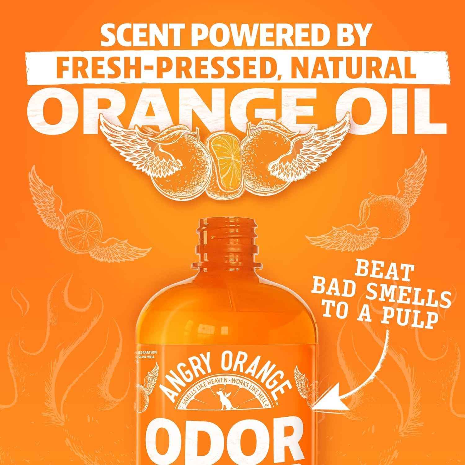 Angry Orange Pet Odor Eliminator with Natural Orange Oil – Powerful Odor Neutralizer for Cat & Dog Urine, Litter Box, Carpet, Furniture, Hard Floors - No Harsh Chemicals - Citrus Scent, 24 oz