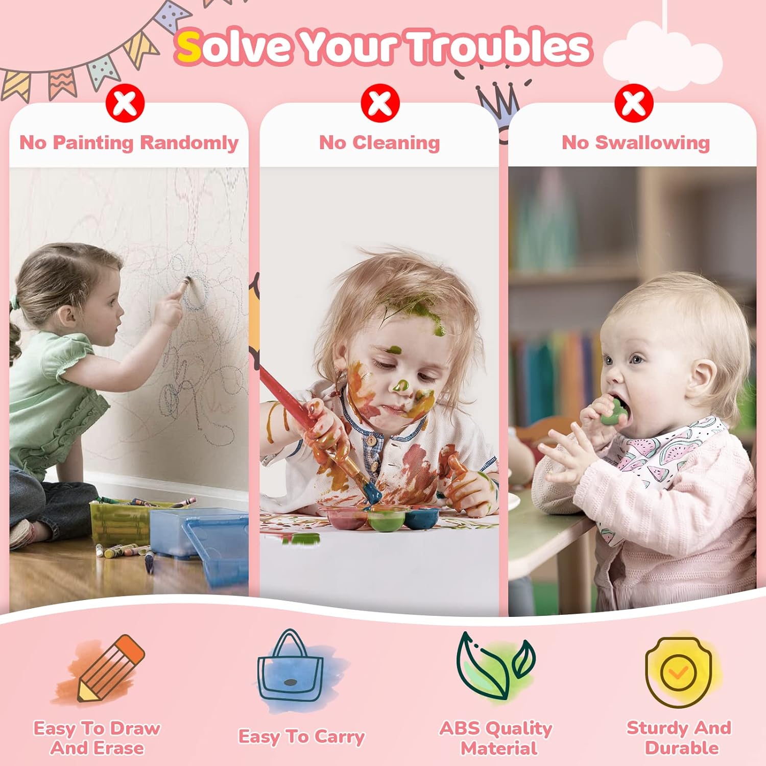 Kikidex Magnetic Drawing Board, Toddler Girl Toys for 1-2 Year Old, Doodle Board Pad Learning and Educational Toys for 1 2 3 Year Old Baby Kids Birthday Gift(Soft Pink)