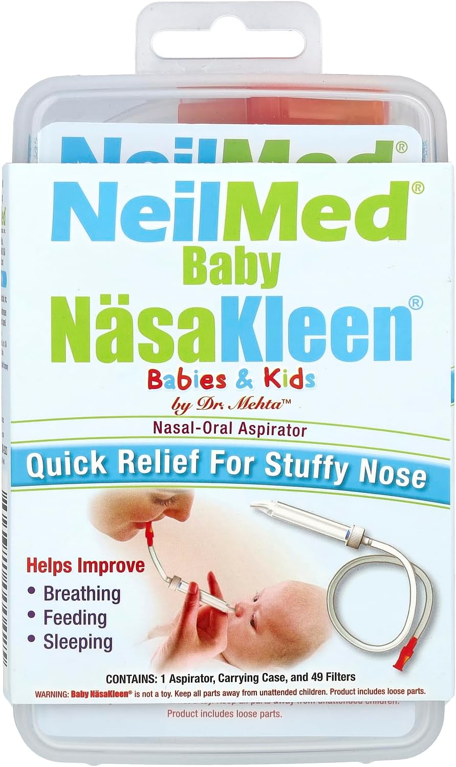 NeilMed Baby Nasal-Oral Aspirator with 49 Hygiene Filters and Travel Case