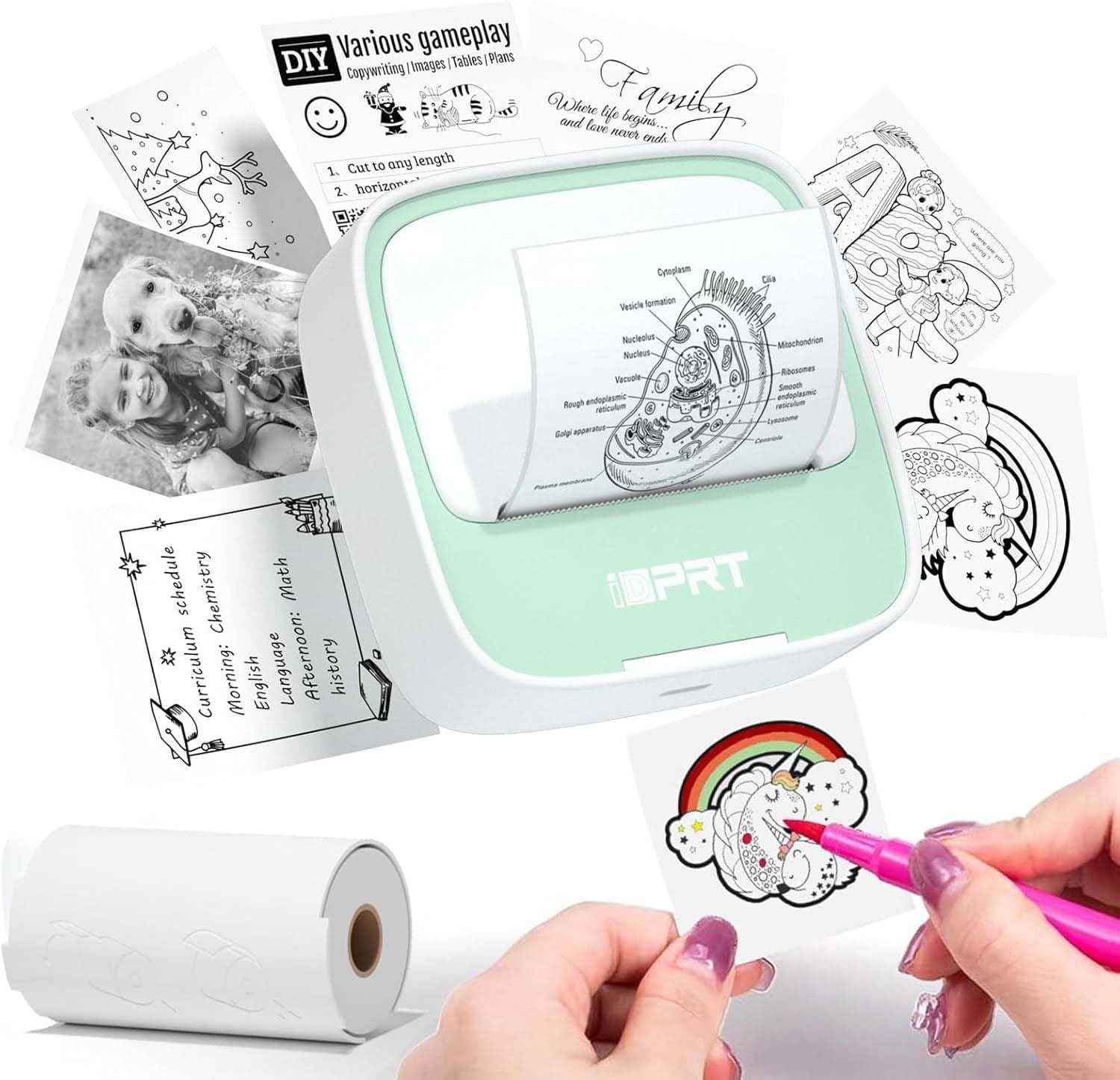 iDPRT Portable Sticker Maker Machine with 1 Roll Sticker Paper, Mini Printer Efficiently and Quickly, Thermal Printer for Study Notes, Pictures, DIY, Label, Free App with Multiple Templates, Grey