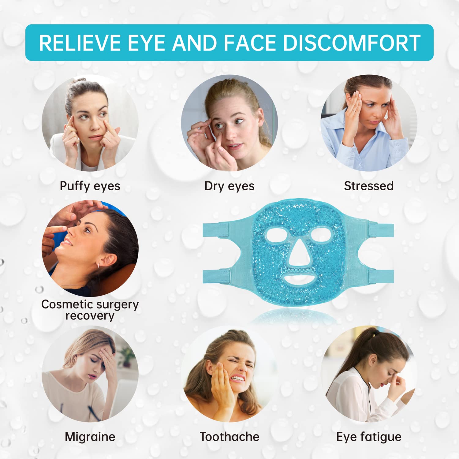 znöcuetöd blue cold face eye mask ice pack for facial puff, dark circles and skin care
