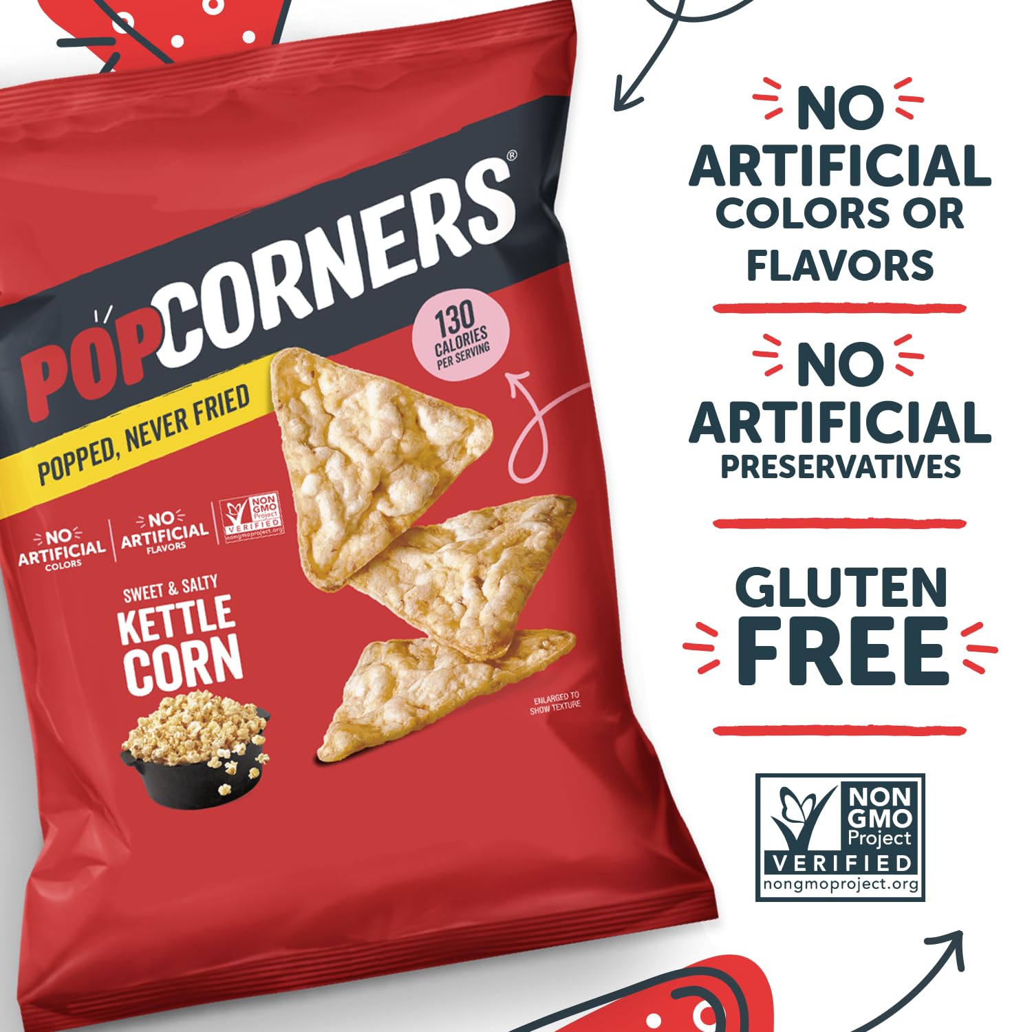 popcorners popped corn snacks sweet & salty kettle corn 1 ounce pack of 20