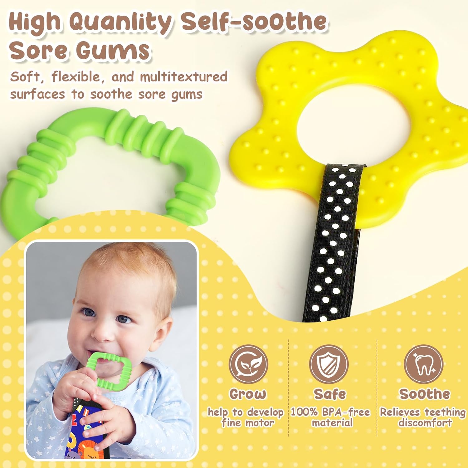 URMYWO Tummy Time Toys - Black and White High Contrast Baby Toy for Newborn - Baby Visual Stimulation Mirror - Montessori Sensory Crinkle Toy for Infant 0-3-6-12 Months - Boy Girl Shower Gifts