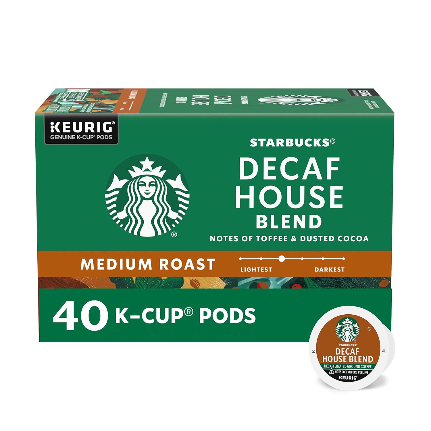 starbucks decaf house blend medium roast keurig coffee pods 40 count box