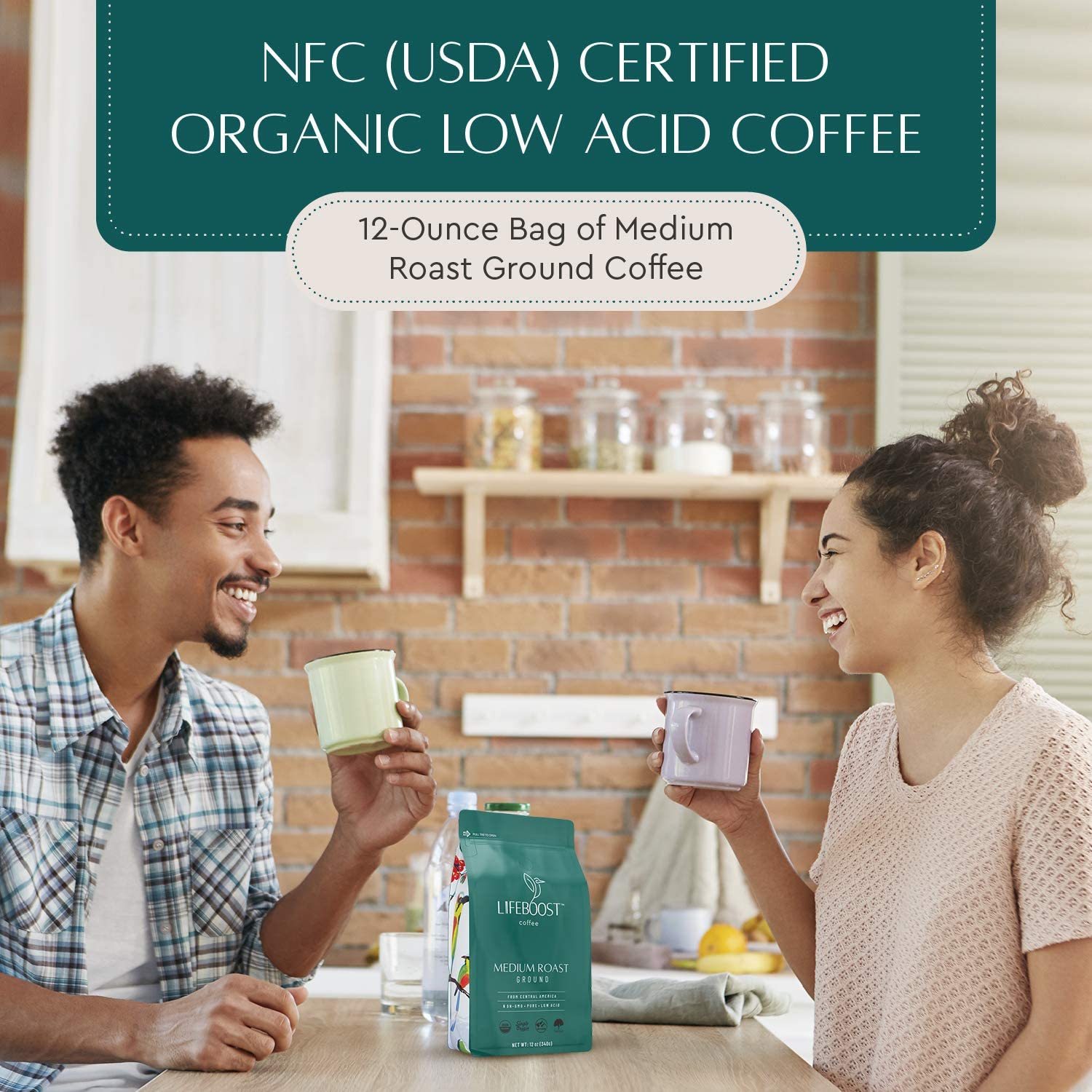 lifeboost medium roast coffee 12 ounces usda organic non-gmo single origin low acid