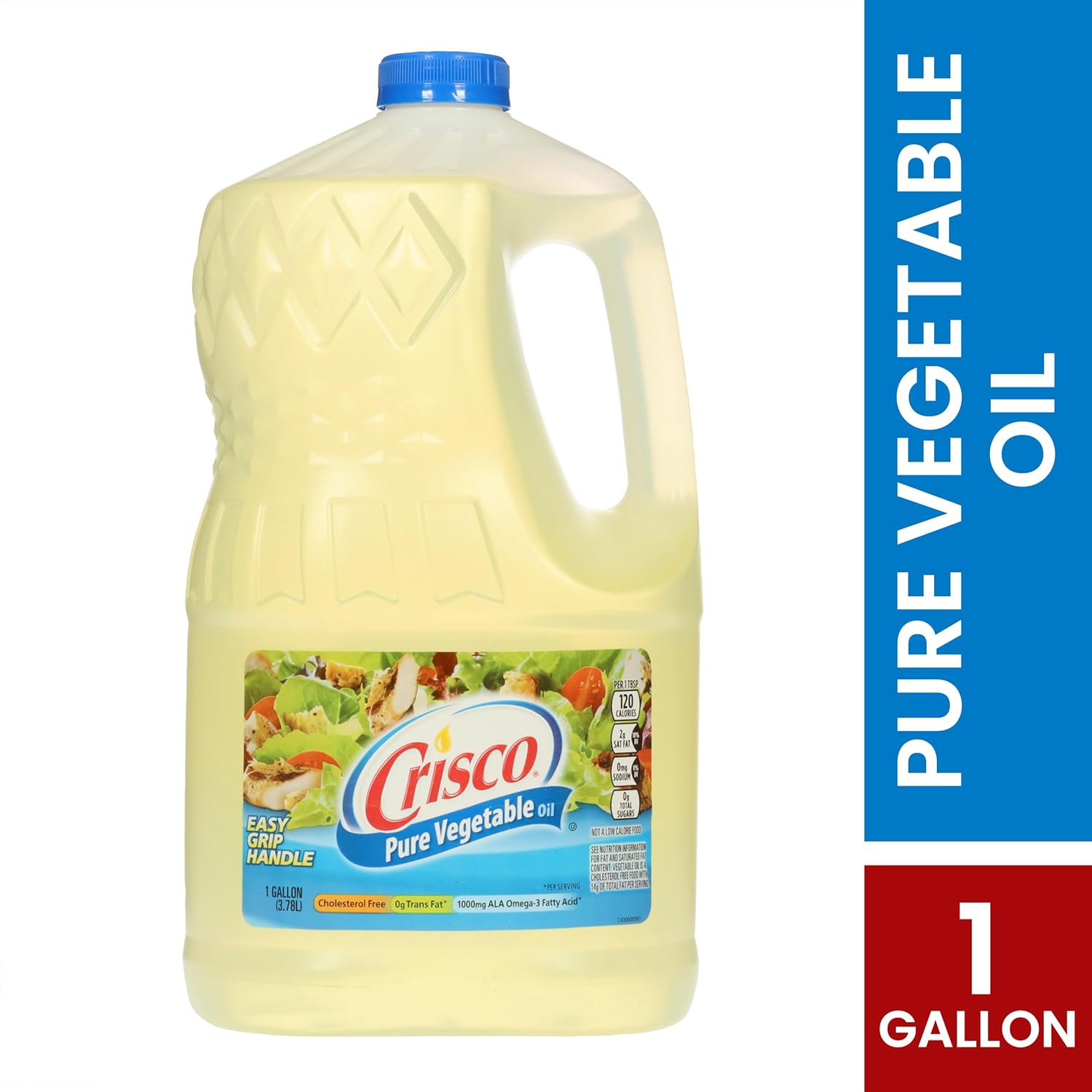 Crisco Pure Vegetable Oil, 1 Gallon, 100% cholesterol-free, gluten-free and kosher pareve cooking oil
