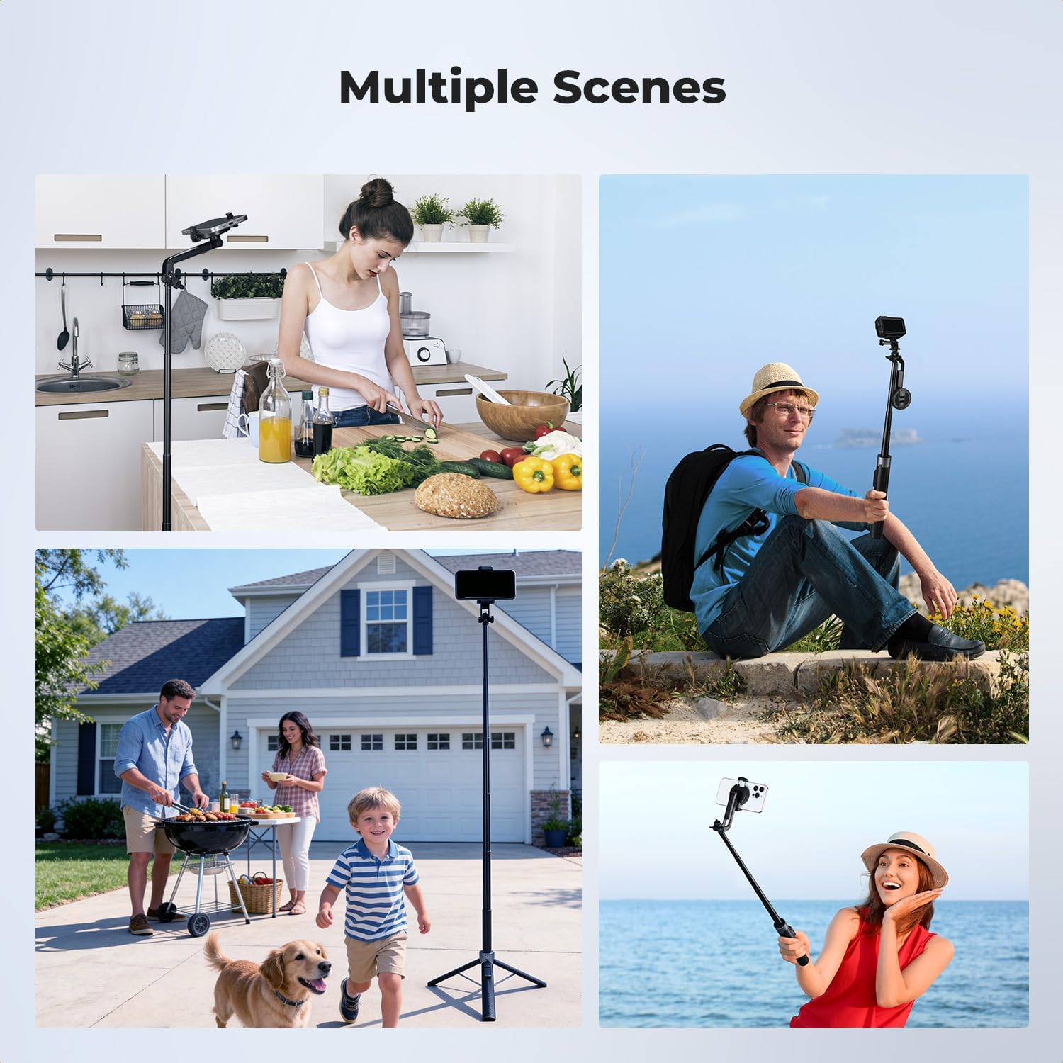 K&F CONCEPT Popod 72" Phone Tripod, 3-in-1 Clip & Magnetic Selfie Stick with Remote, Automatic Phone Tripod Stand, Compatible with iPhone 17-12 Series Osmo Pocket 4/3 Insta360 X5 Android Phones