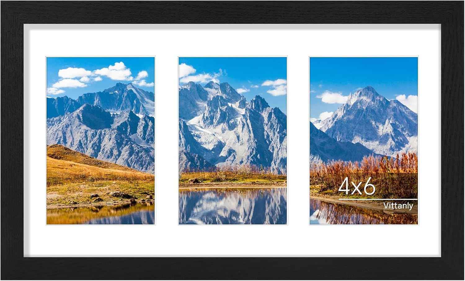 Vittanly 11x14 Collage Picture Frame, Displays 5Pcs 4x6 Pictures with Mat or 1Pcs 11x14 without Mat for Wall Mounting, Picture Frames Collage Wall Decor in Black, 1 Pack
