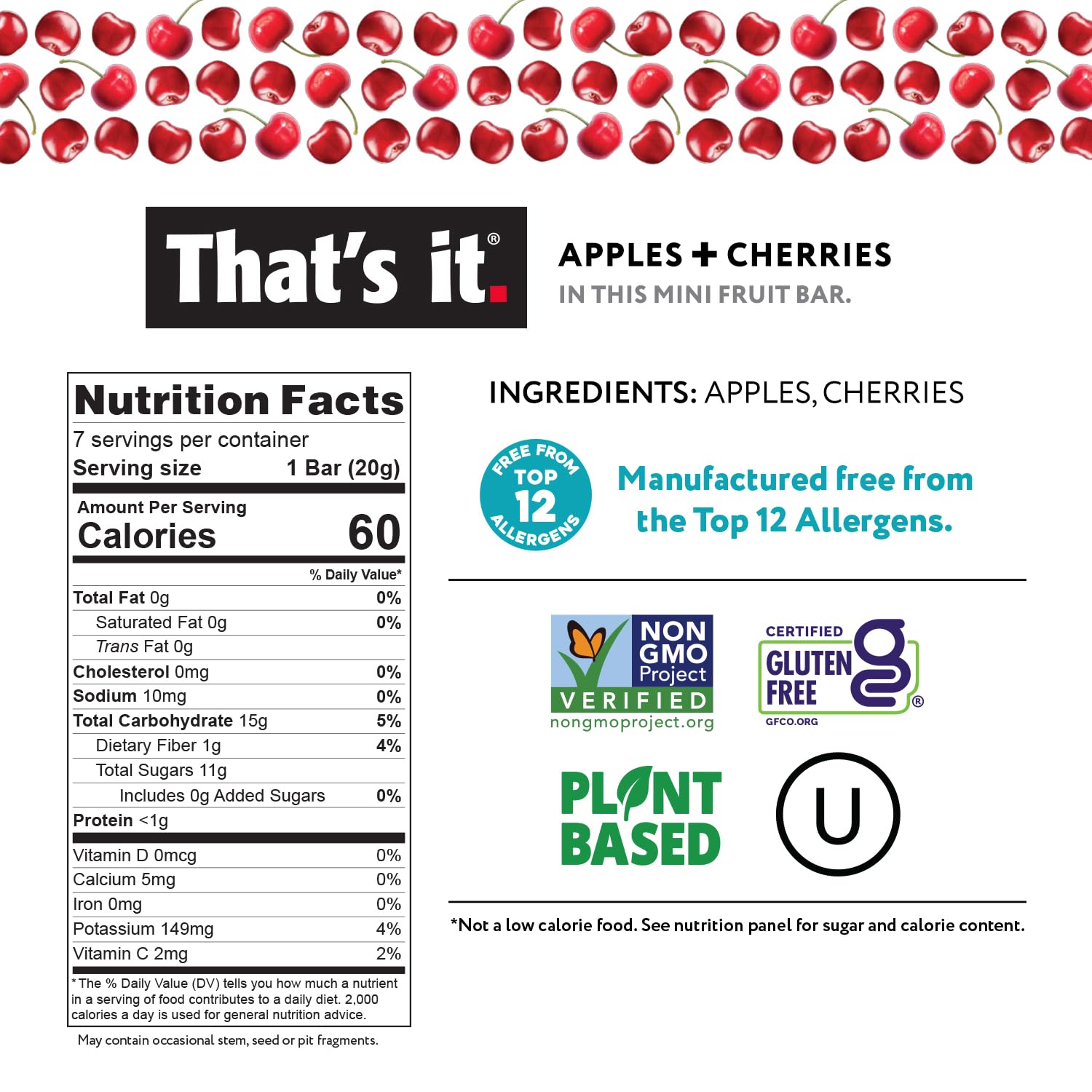 That's it. Mini Fruit Bars Variety 35 Pack, No Sugar Added, Plant-Based, Vegan & Gluten Free