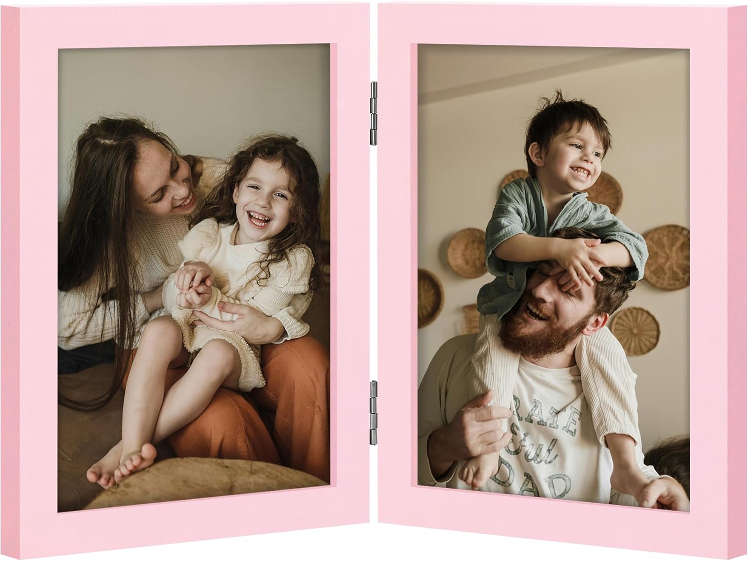 decorUhome double 4x6 picture frame vertical engineered wood bifold photo frame with plexiglass tabletop display black