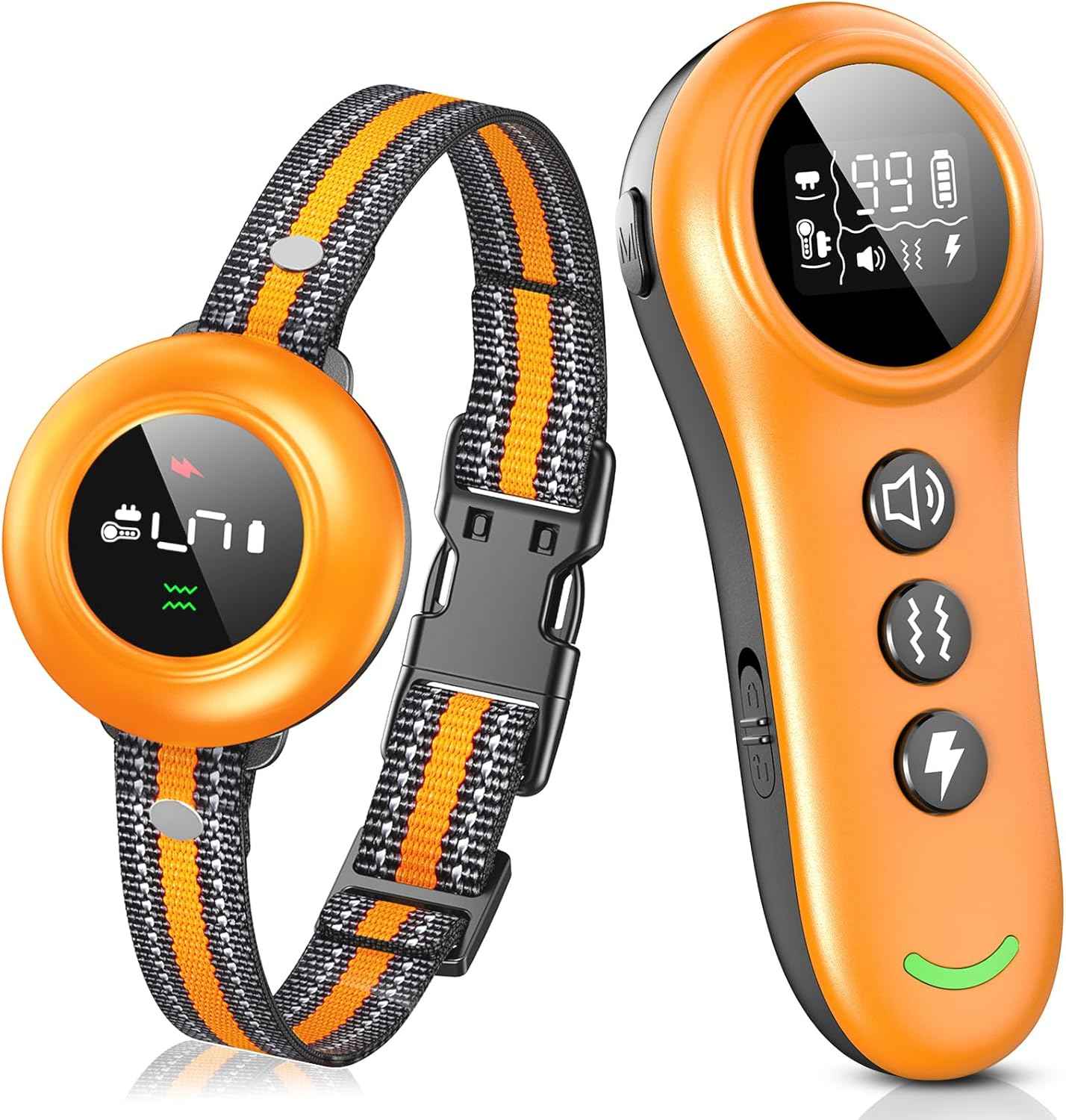2-in-1 Dog Shock Collar & Dog Bark Collar - Smart Anti Barking Dog Training Collar with 5 Adjustable Sensitivity & 3300FT Remote for All Breeds IP67 Waterproof E-Collar