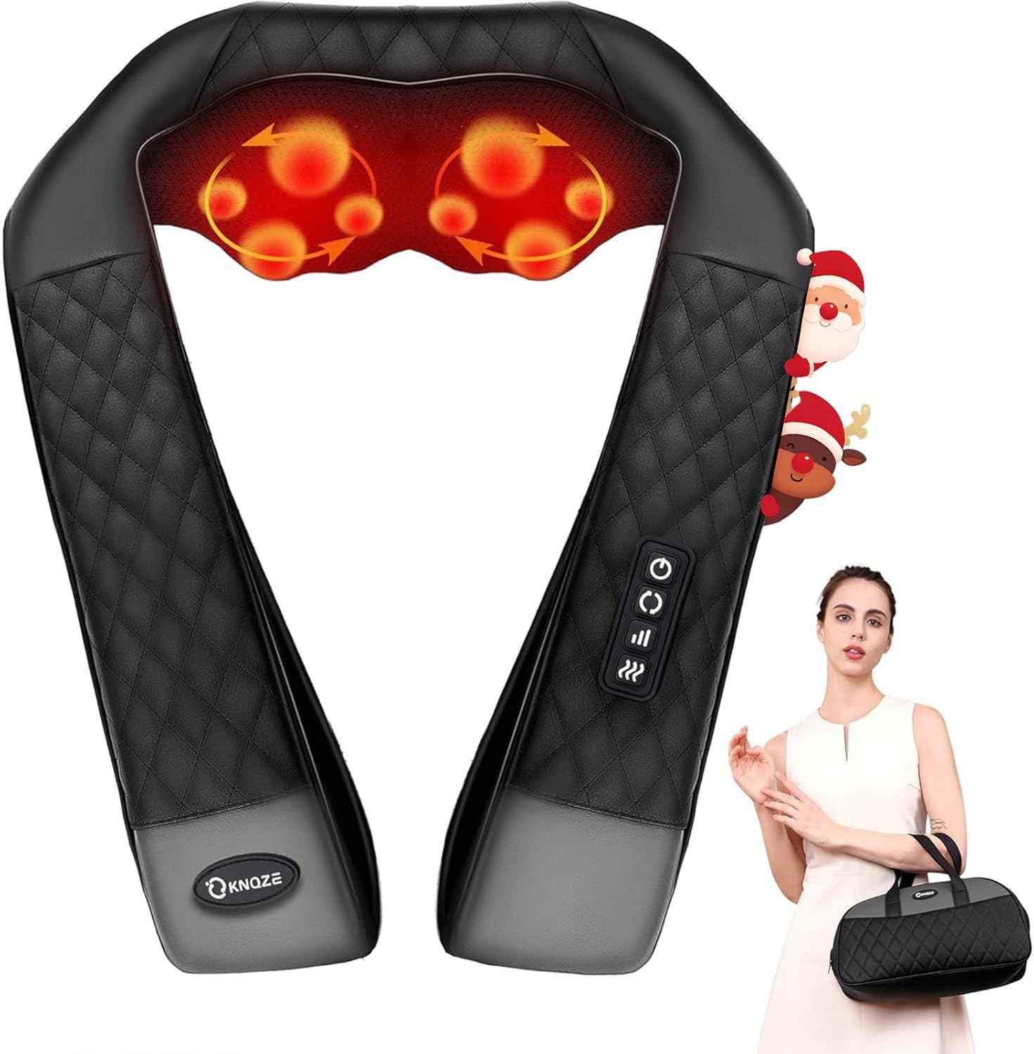 Shiatsu Neck and Back Massager with Heat, Neck and Shoulder Massager, 4D Deep Tissue Kneading Massage for Leg, Full Body Muscle Pain Relief, Ergonomic Design, Ideal Gifts for Women Men, Corded Use