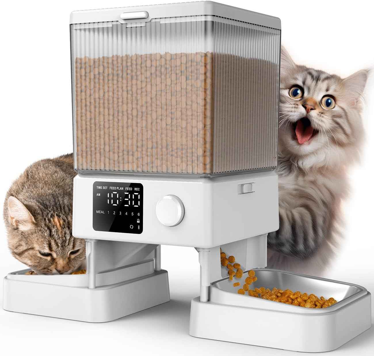 oneisall Automatic Cat Feeder with 5G WiFi, Automatic Cat Food Dispenser for 2 Cats Small Pets, 20 Cups/5L Timed Dry Food Dispenser with APP Control