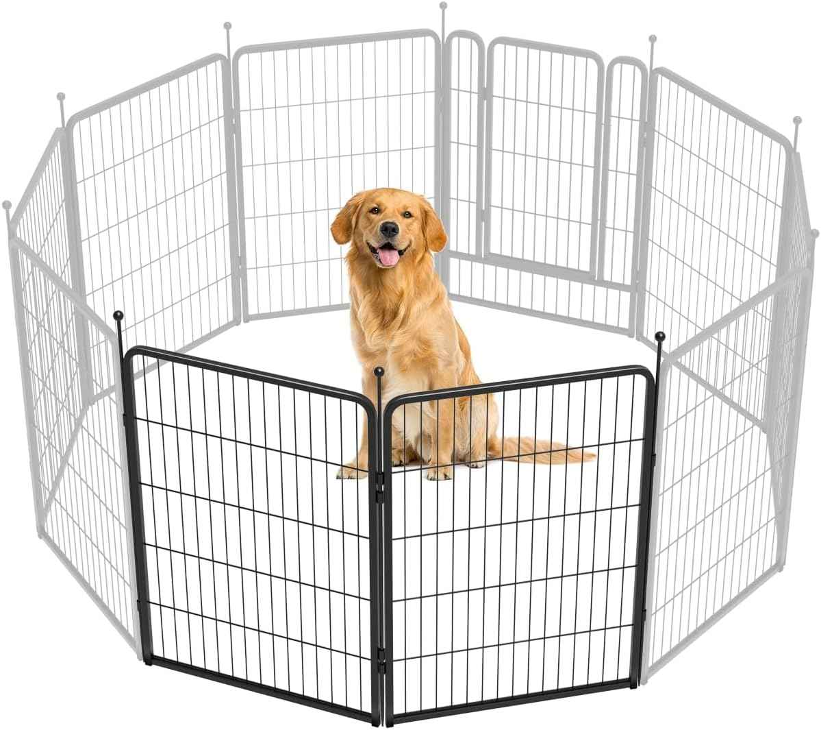 FXW Rollick Unleashed Dog Playpen for Indoor, Yard, RV Camping, 24 inch 8 Panels for Small and Puppy Dogs, Black│Patented