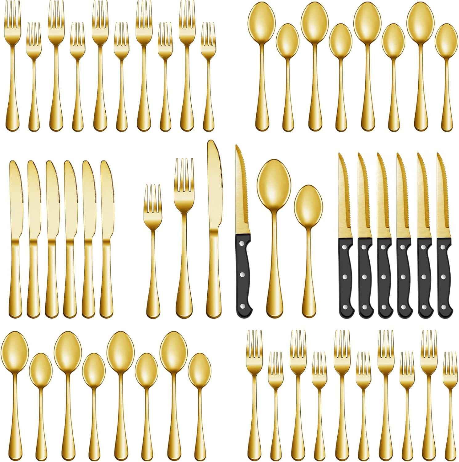 MUTNITT Silverware Set with Steak Knives Service for 4,Stainless Steel Flatware, Mirror Polished Cutlery Utensil Set for Home Kitchen Eating Tableware, Include Fork Knife Spoon, Dishwasher Safe