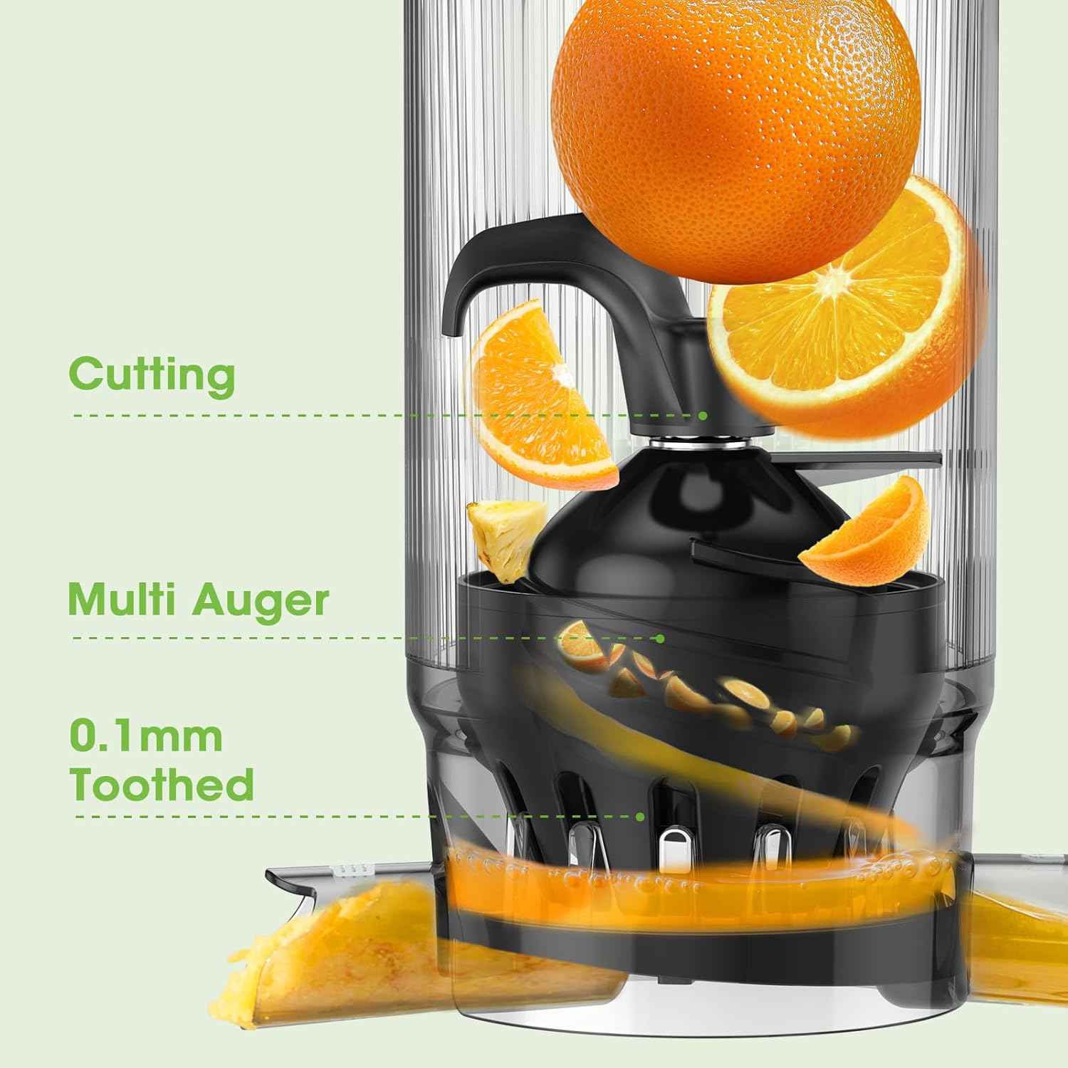 Juicer Machines, 5.3" Wide Feed Chute Cold Press Juicer for Whole Vegetables & Fruits, High Juice Yield, BPA Free (Slivery)