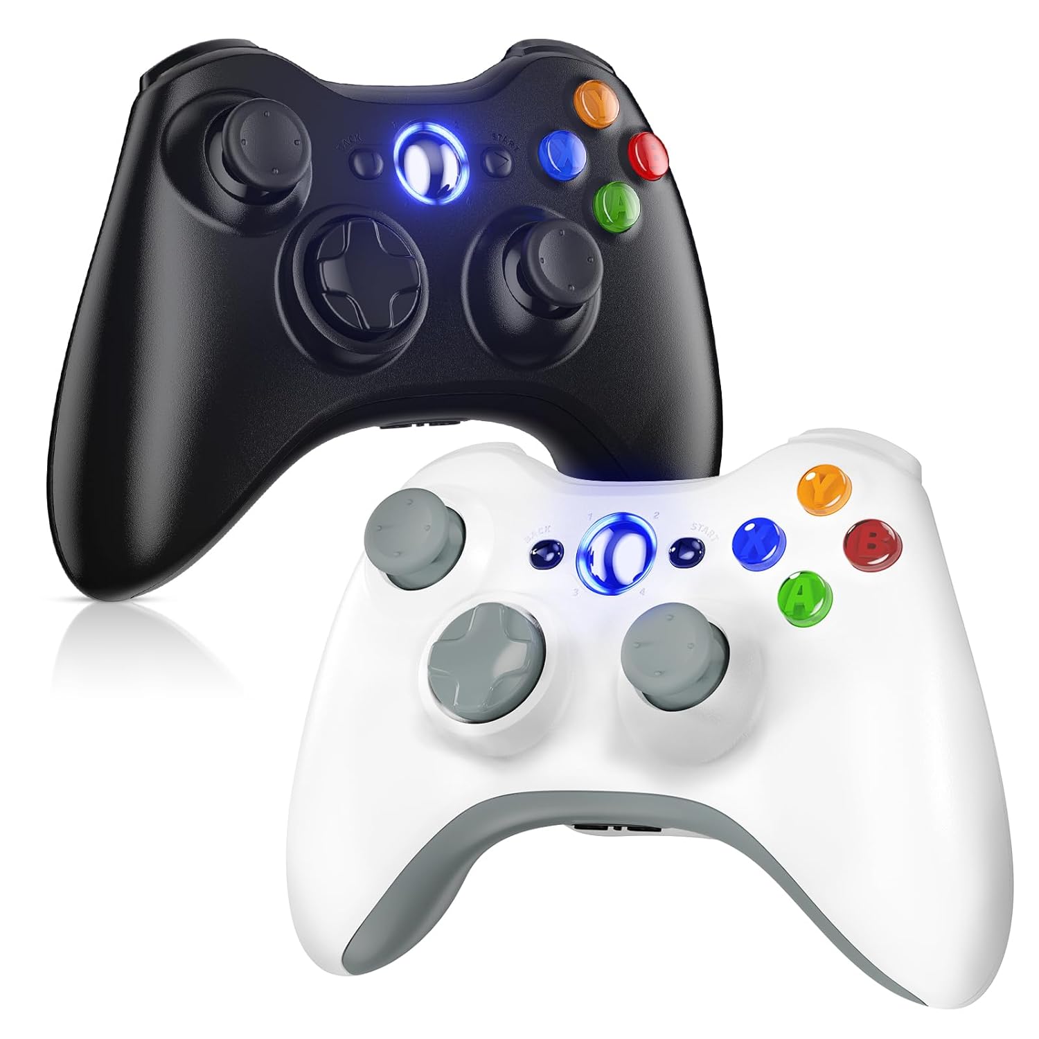 Gamrombo Xbox 360 2 Pack Wireless Controller Replacement for 360 & Slim with Windows PC Compatibility