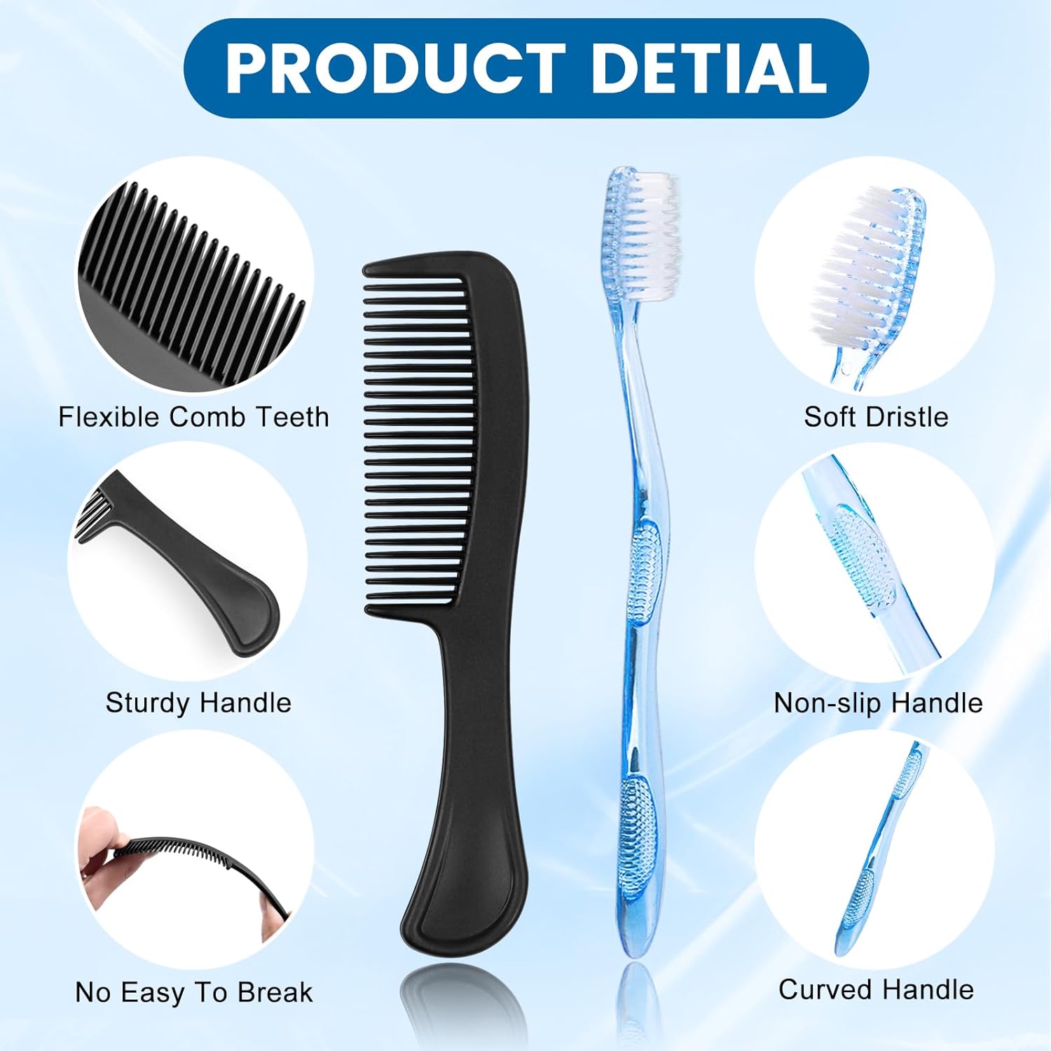 hqsl 10-set personal hygiene kit, disposable toothbrushes with toothpaste floss comb soap and cover for travel, homeless, women, men