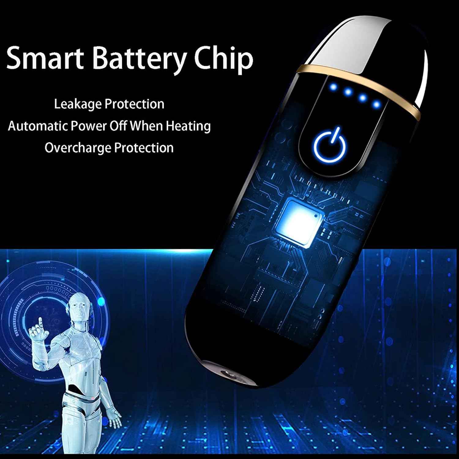 Dragon Smart USB Rechargeable Mini Electric Lighter - Touch Ignition, Windproof, Flameless Plasma Lighter with Battery Indicator