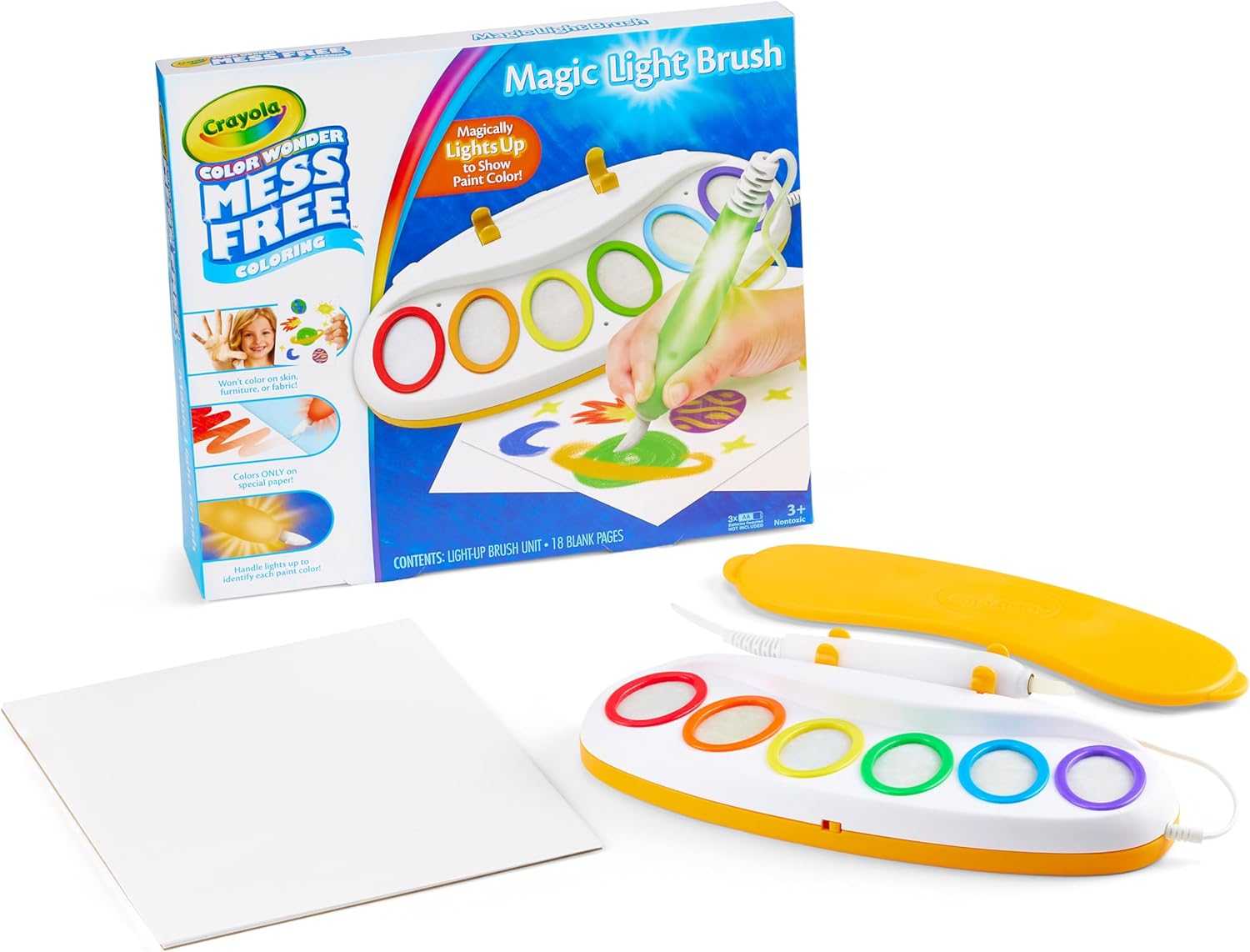 Crayola Color Wonder Magic Light Brush, Mess Free Painting Station for Kids, Gift for Kids, Learning Toddler Activity Toy, Ages 3+