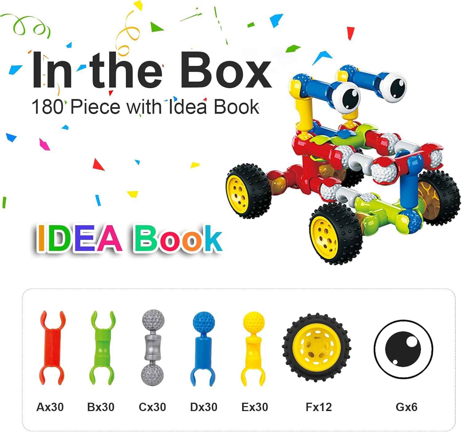 Huaker Stem Building Toys for 3 4 5 6 7 8 Year Old Boys Girls Kids,180 Pieces Building Blocks Educational Learning Toys with Large Storage Box,Ideal Christmas Birthday Gifts