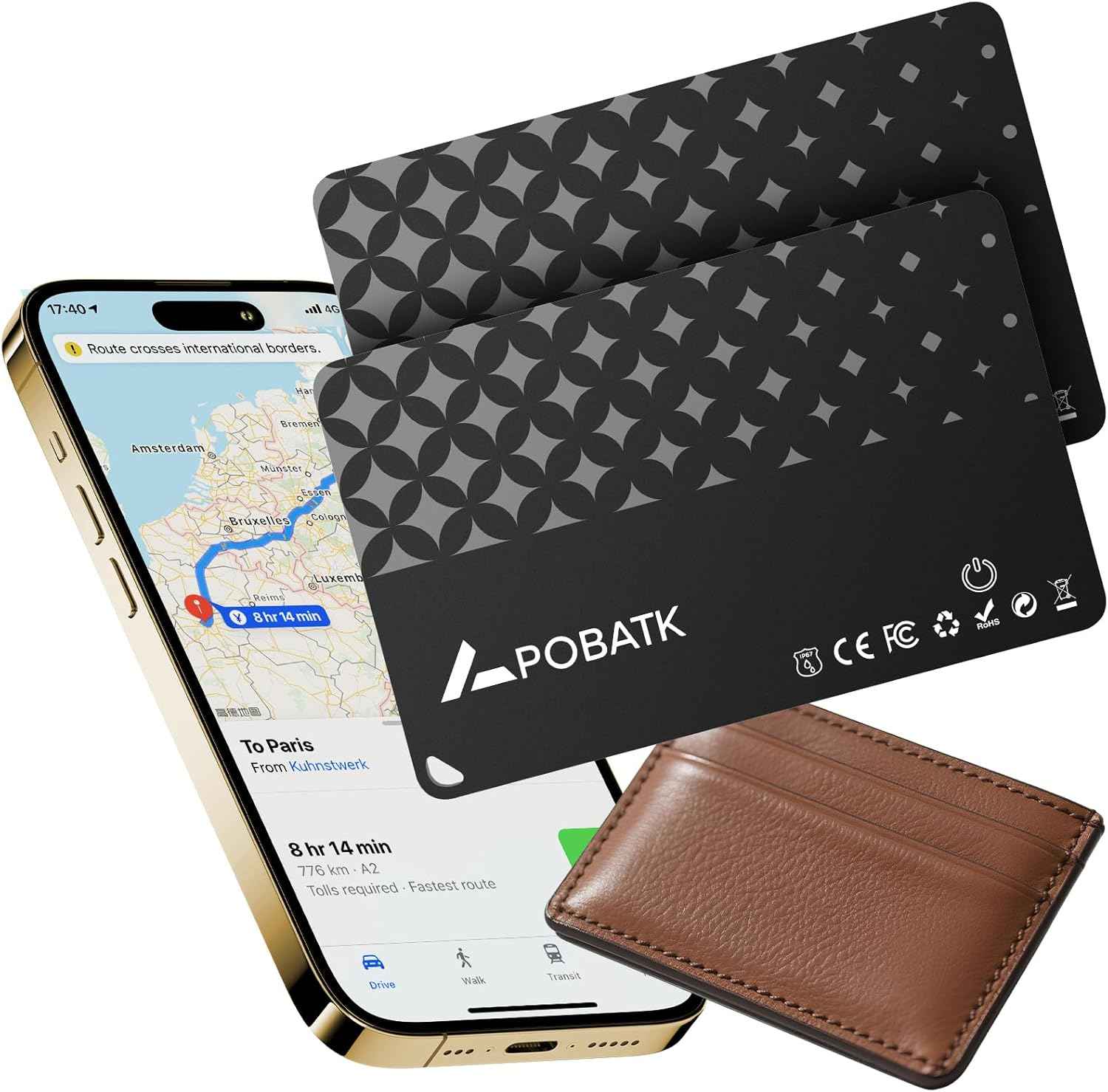 AirTag Card Wallet Tracker Set of 4 - Apple Find My (iOS Only) - 2025 Ultra-Slim 1.8mm Smart Finder, IP67 Locator for Men's Wallets & Luggage Black