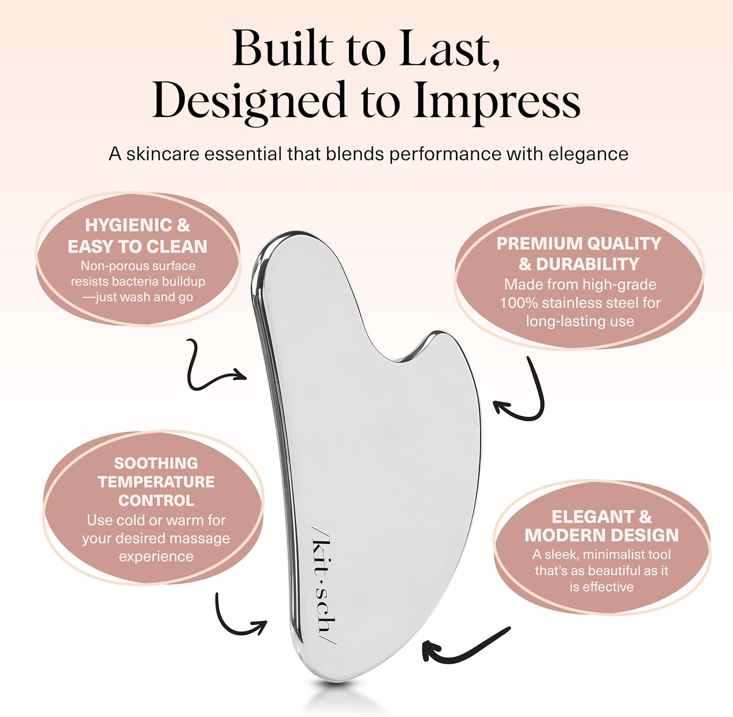 kitsch stainless steel gua sha facial tools 100% stainless steel silver