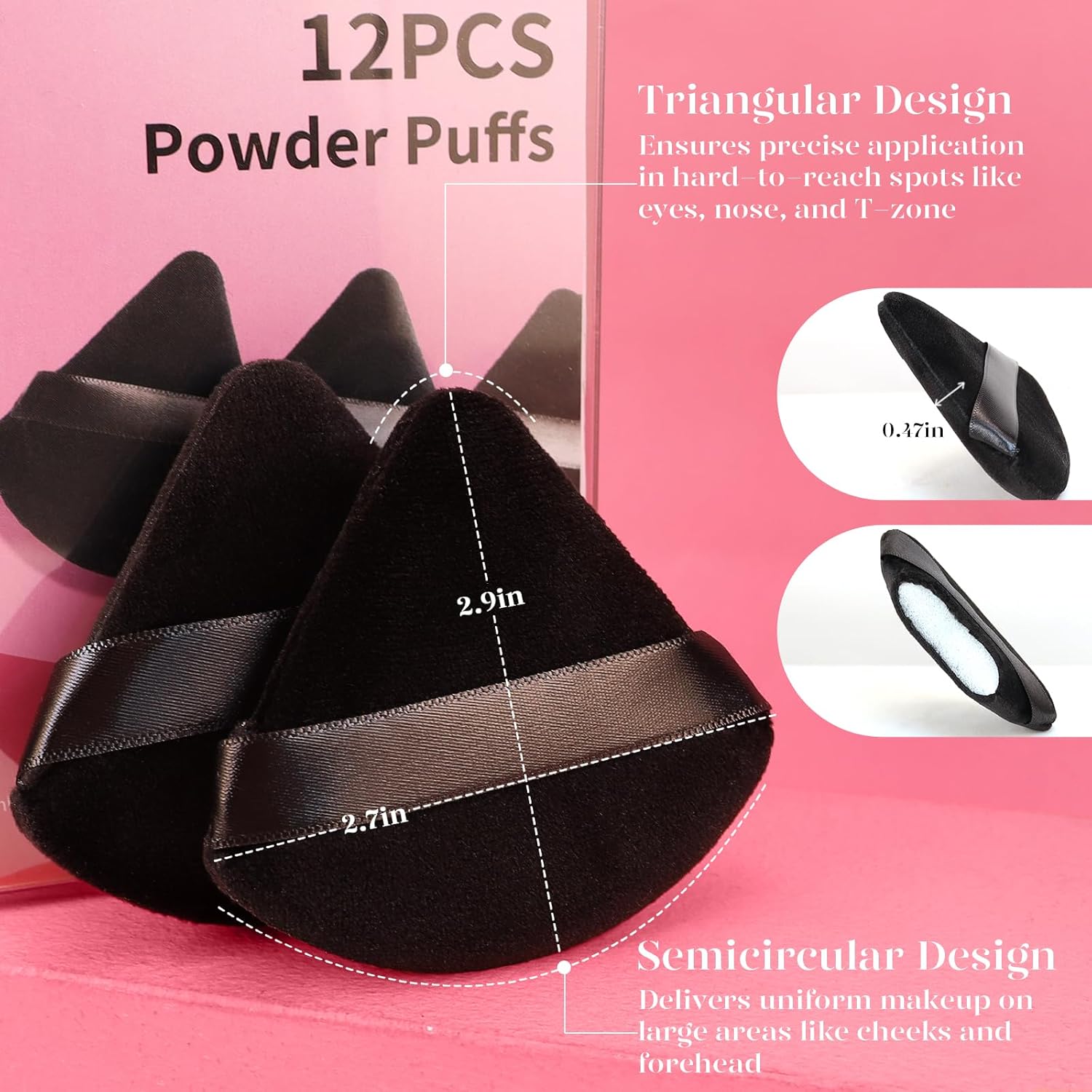 beakey 12pcs triangle powder puffs loose powder foundation makeup set ultra-soft breathable